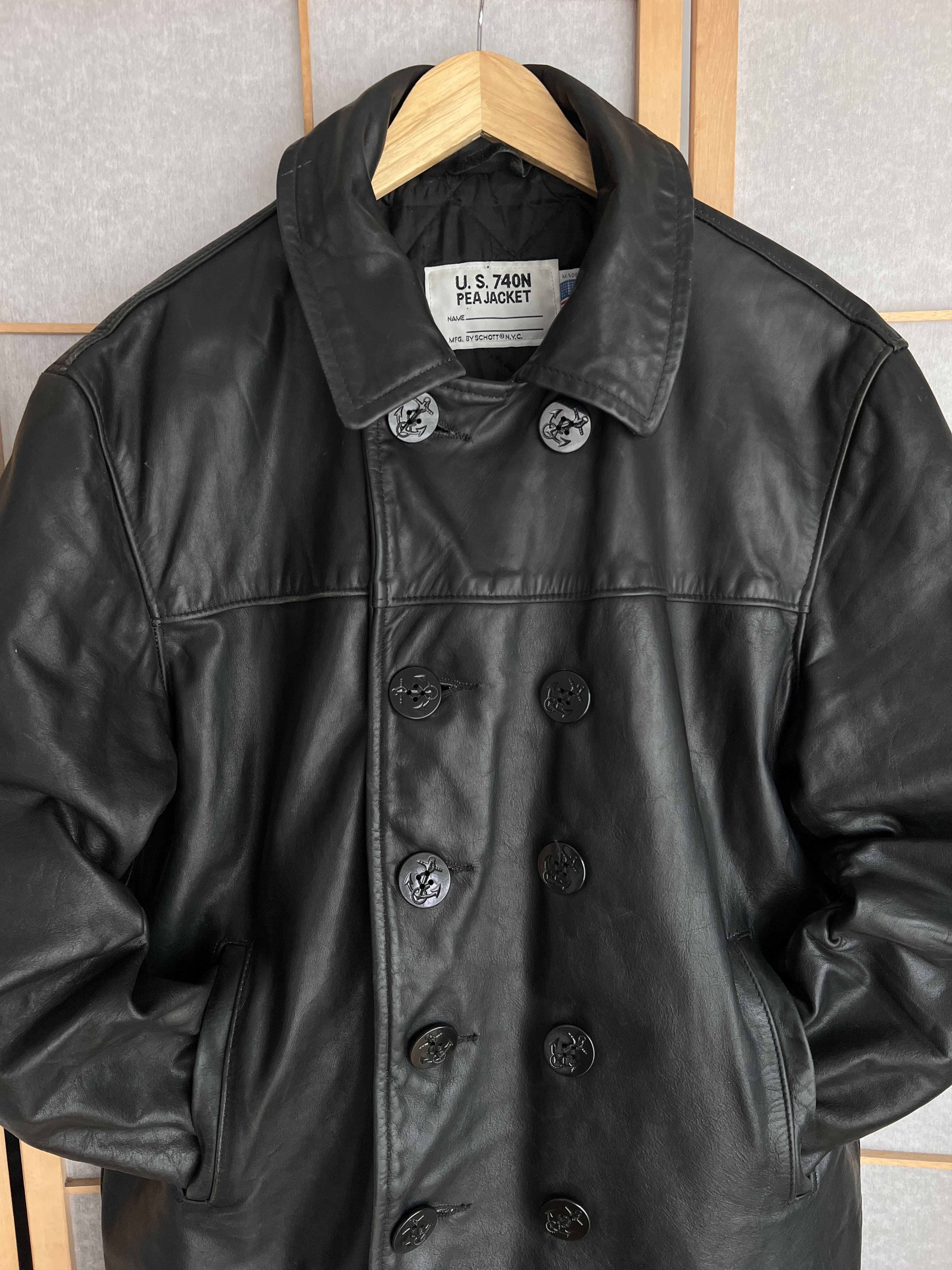 Schott Schott USA 740N PEA Jacket vintage 80s Leather rare coat Size US M / EU 48-50 / 2 - 12 Thumbnail