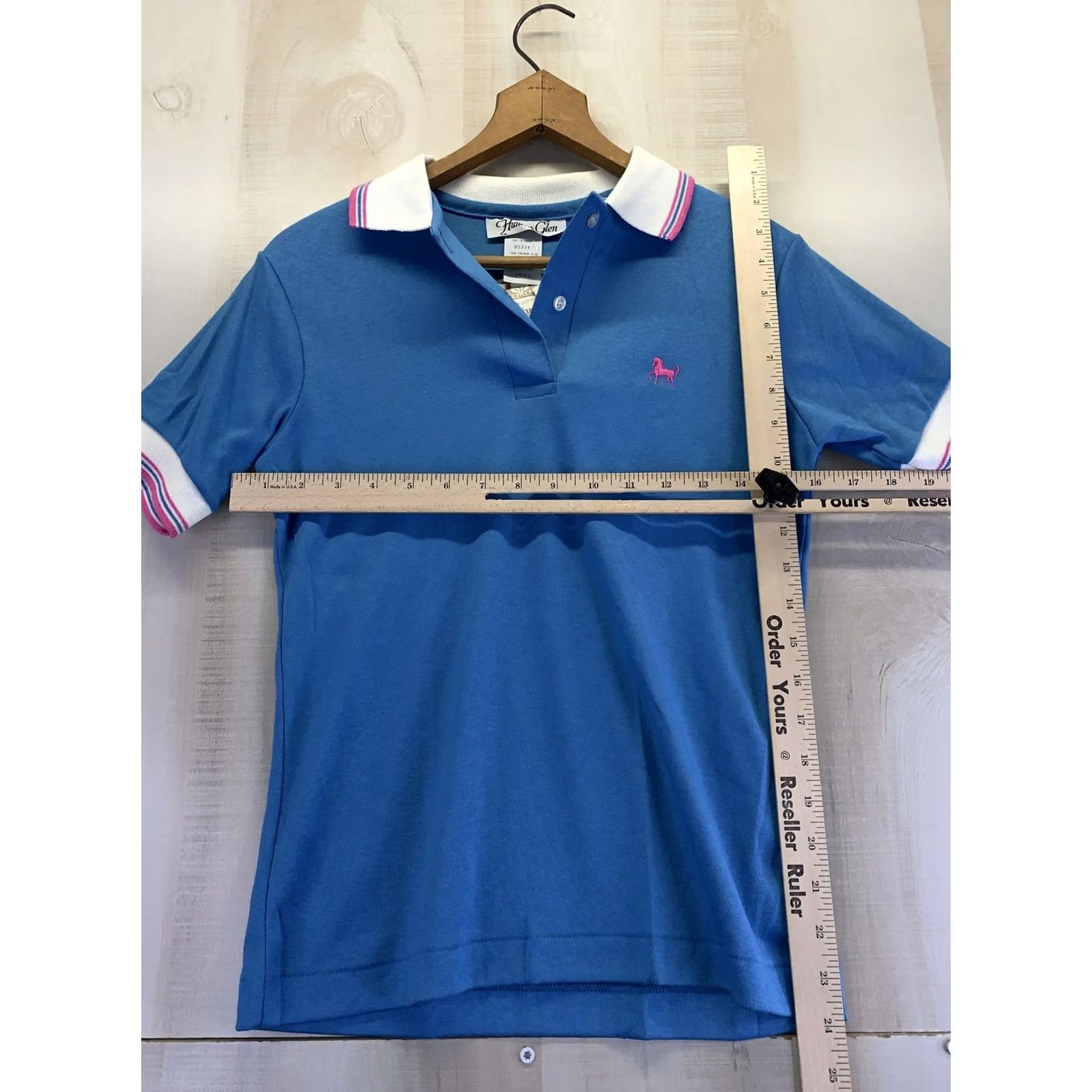 Vintage VINTAGE Hunters Glen Womens Polo Short Size S Blue/Pink/NWT 1990s Cotton T-Shirt Sportswear/Beach Blue Womens Size 28" / US 6 / IT 42 - 7 Thumbnail