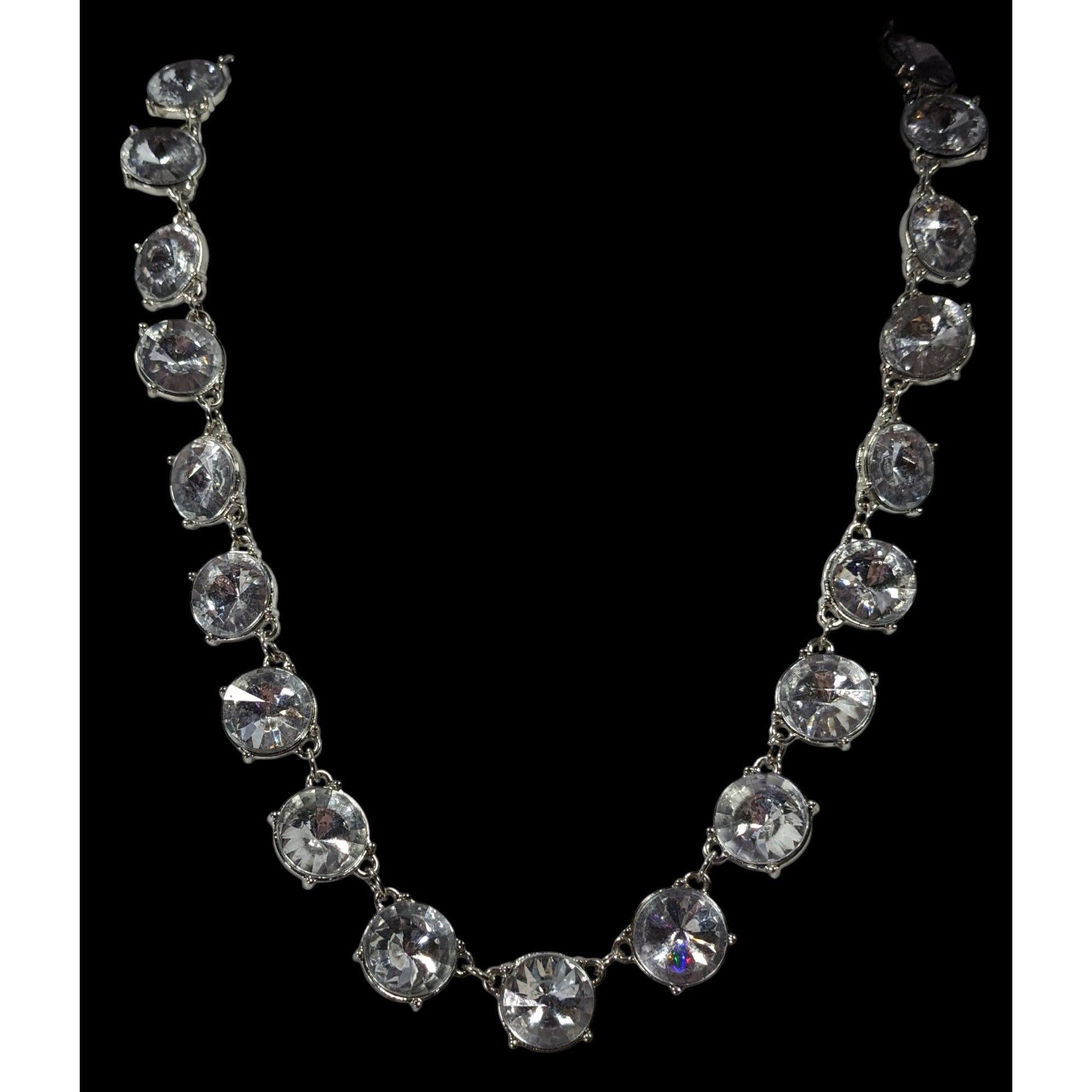 Other Vintage Art Deco Style Crystal Glass Studded Silver Tone Nec Size ONE SIZE - 4 Thumbnail