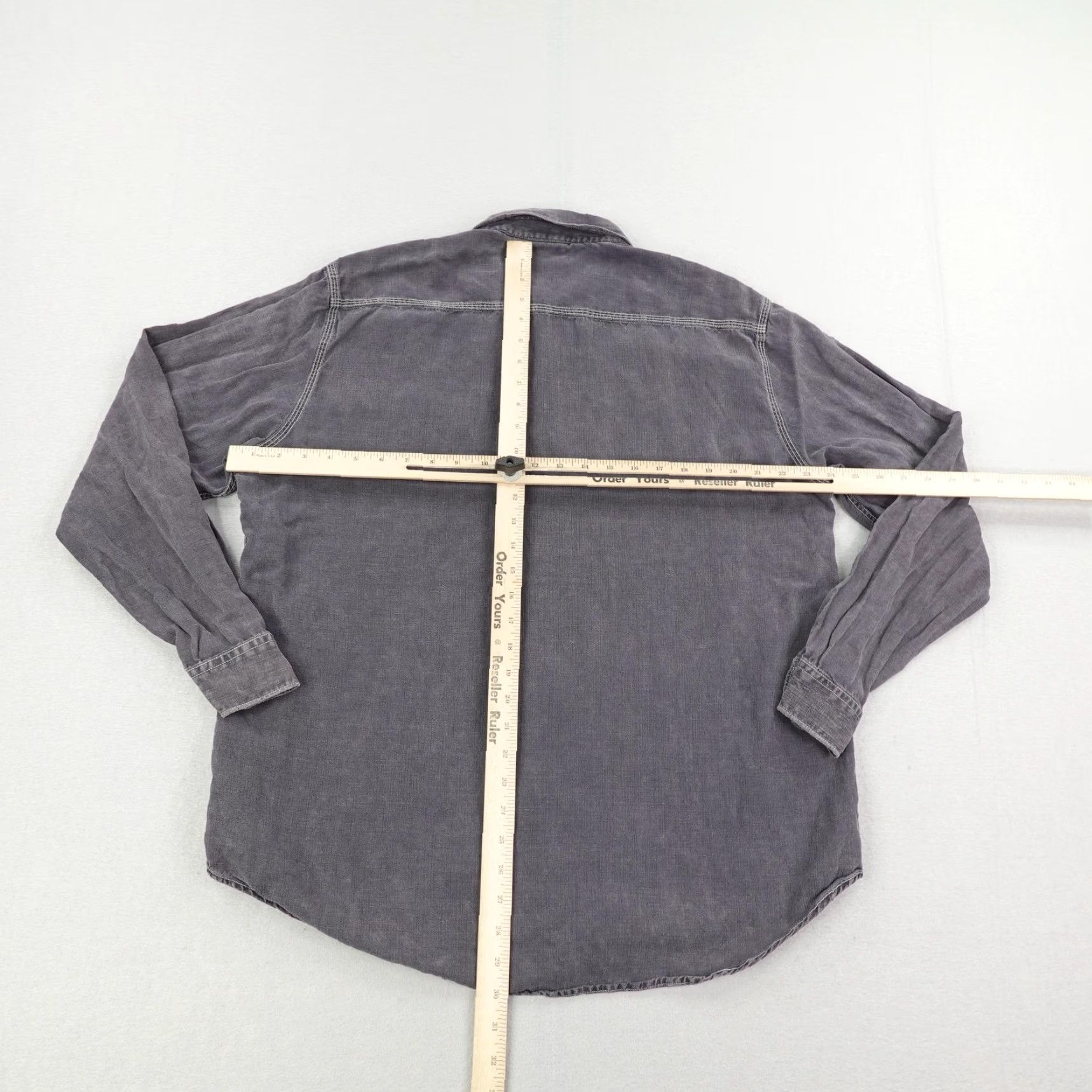 Carbon2Cobalt Carbon2Cobalt Button-Up Shirt Mens Large Gray Long Sleeve Tencel Linen Blend Casual Workwear Size US L / EU 52-54 / 3 - 5 Thumbnail