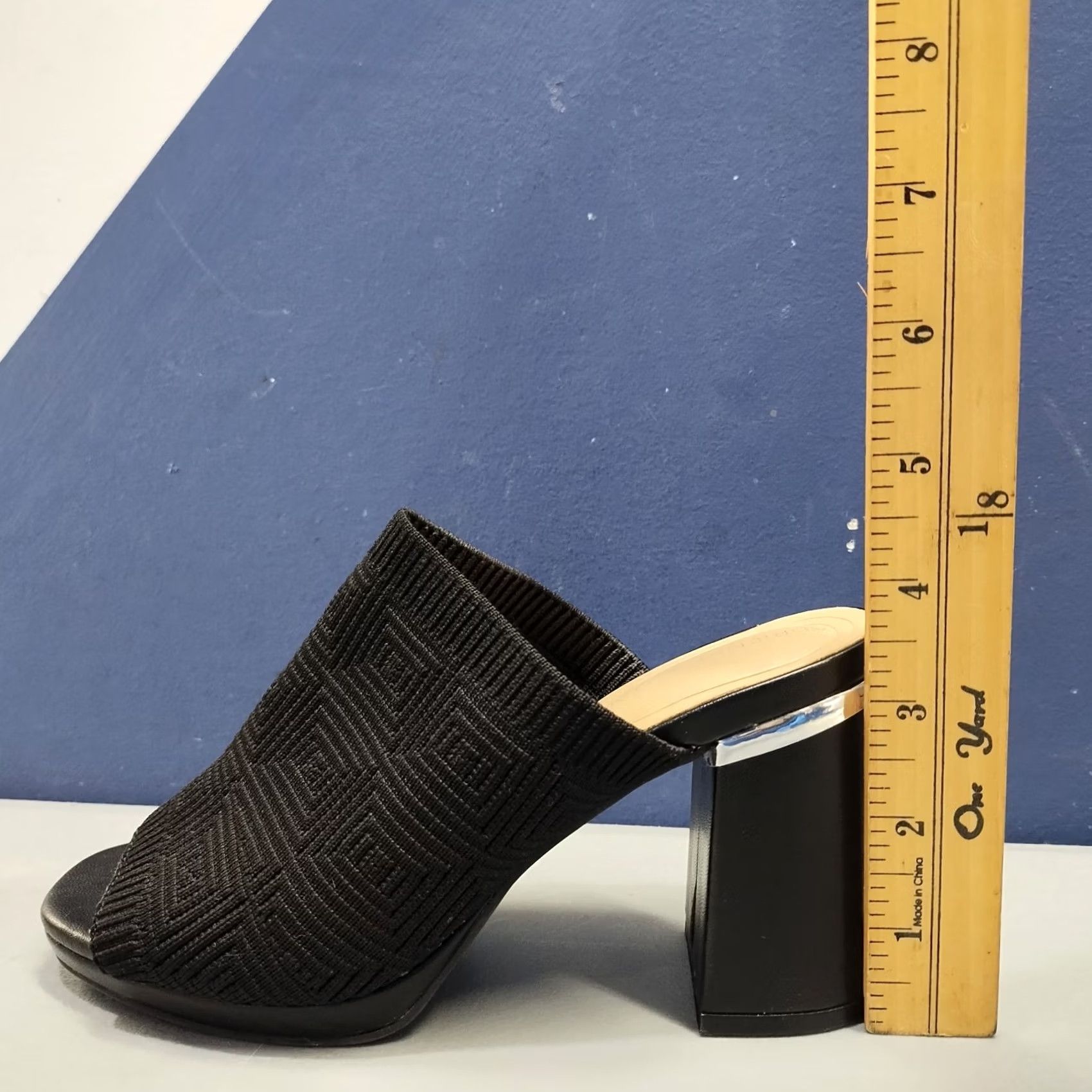 Vintage Adrienne Vittadini Aimie Heeled Slide Sandals Womens Size 5M Black Stretch Knit Size US 5 / IT 35 - 8 Thumbnail