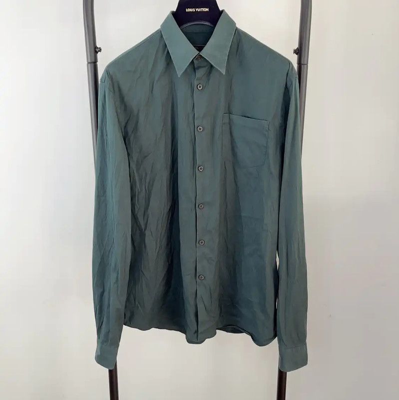 Prada Prada Men's Dark Green Cotton Shirt Size US S / EU 44-46 / 1 - 1 Thumbnail