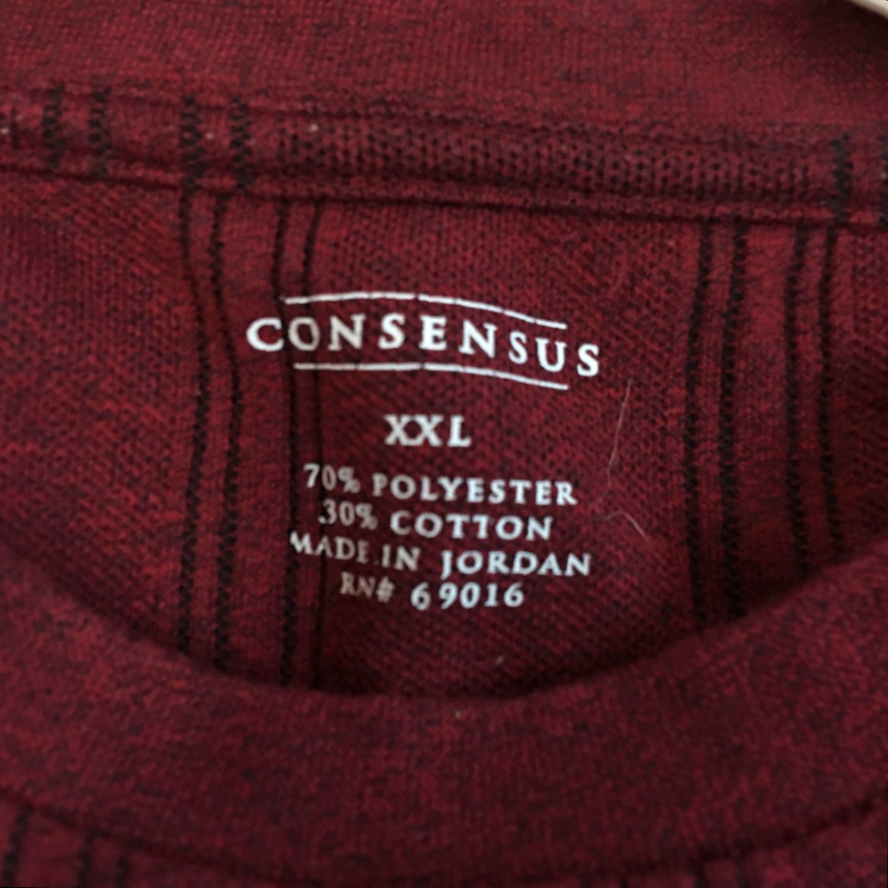 Vintage Consensus Mens T-Shirt Short Sleeve Striped Maroon XXL Pullover Crew Neck - Casual Size US XXL / EU 58 / 5 - 3 Thumbnail