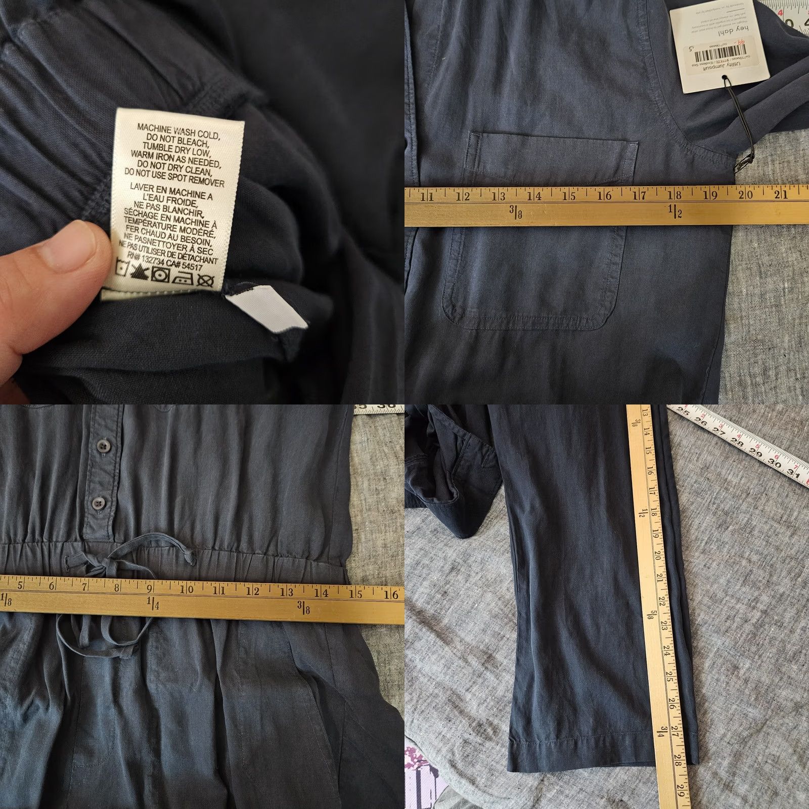 Bella Dahl Bella Dahl Jumpsuit Women’s Size S Blue Tencel Button Front Tie Waist Casual NWT Size 28" / US 6 / IT 42 - 8 Thumbnail