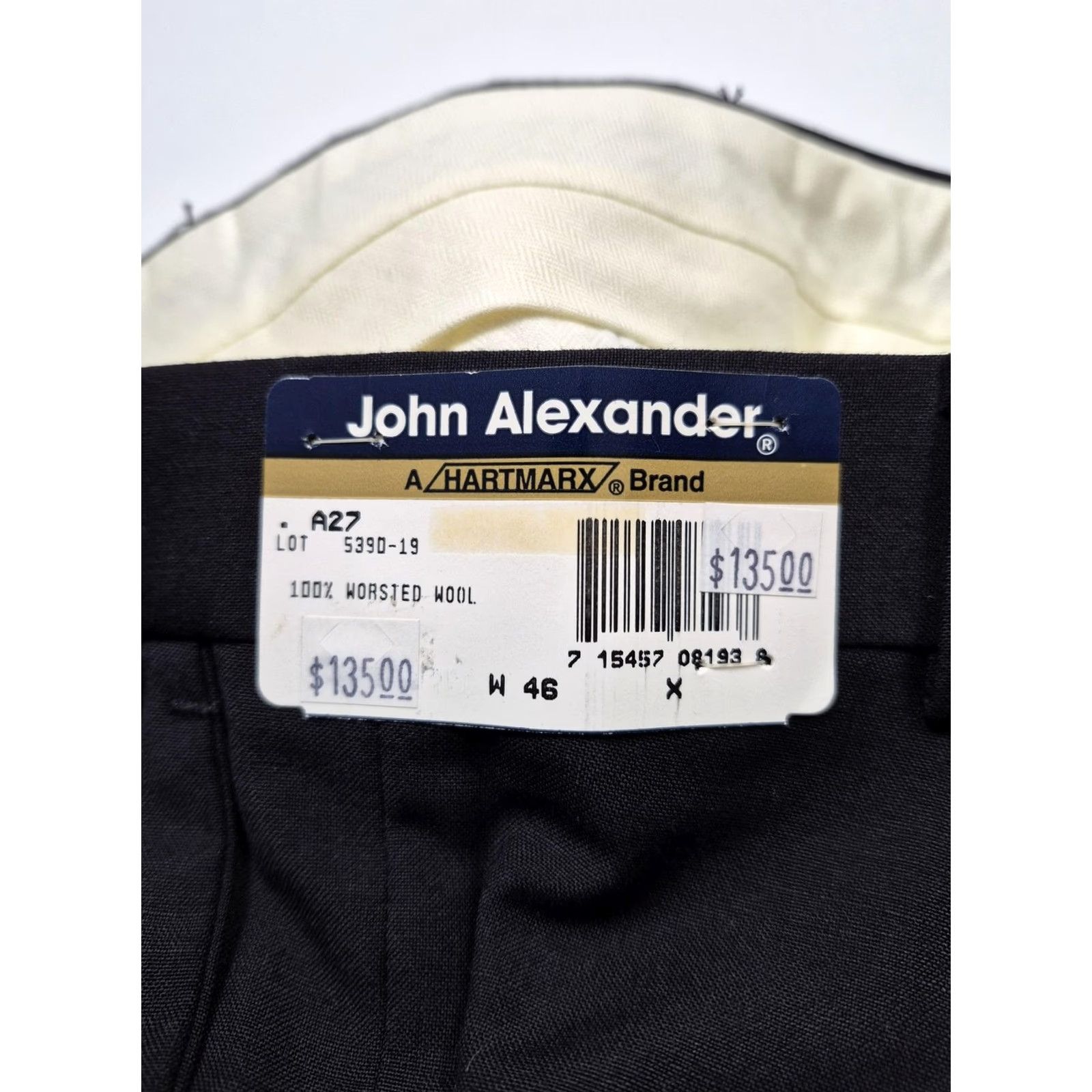 Vintage John Alexander Dress Pants Mens 46x36 Gray Worsted Wool Pleated Unhemmed USA NWT Size US 30 / EU 46 - 3 Thumbnail