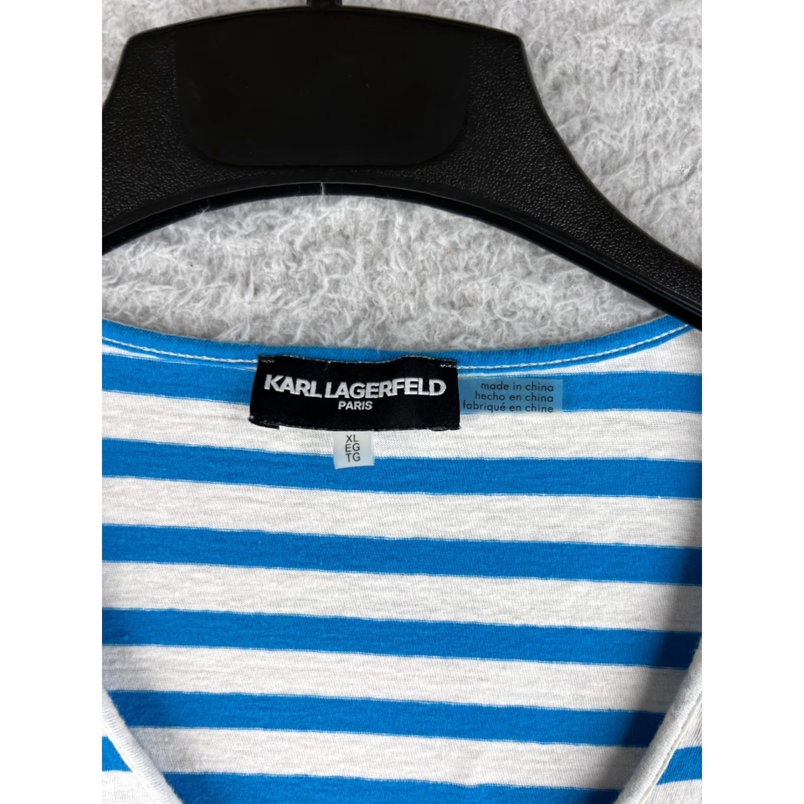 Karl Lagerfeld Karl Lagerfeld Paris Womens Blouse XL Linen Blend Striped White Blue V-Neck Casual Shirt Womens Size XL / US 12-14 / IT 48-50 - 6 Thumbnail