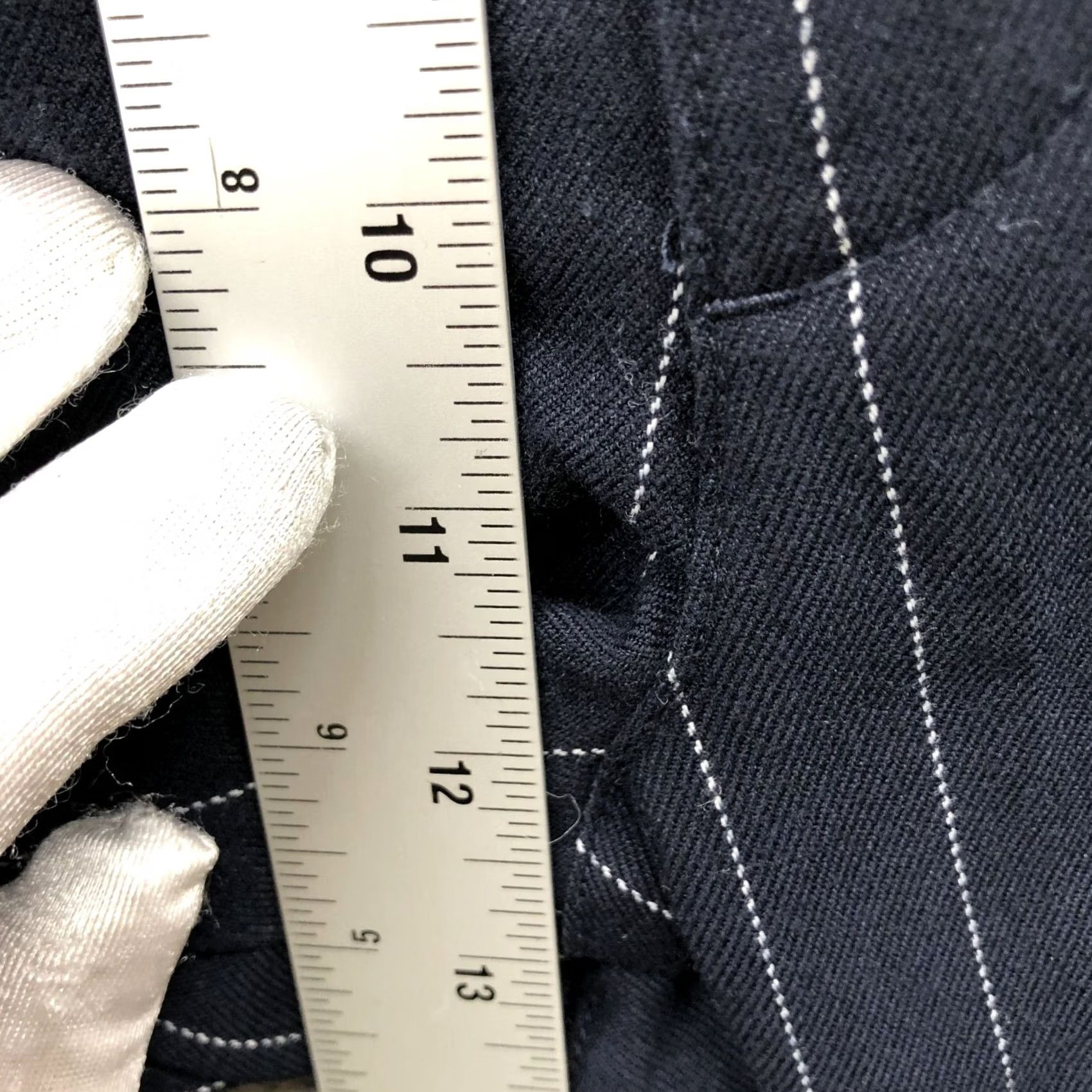 Abercrombie & Fitch VINTAGE Abercrombie & Fitch High Waisted Dress Pants Womens M Navy Pinstriped Relaxed Size 32" / US 10 / IT 46 - 6 Thumbnail