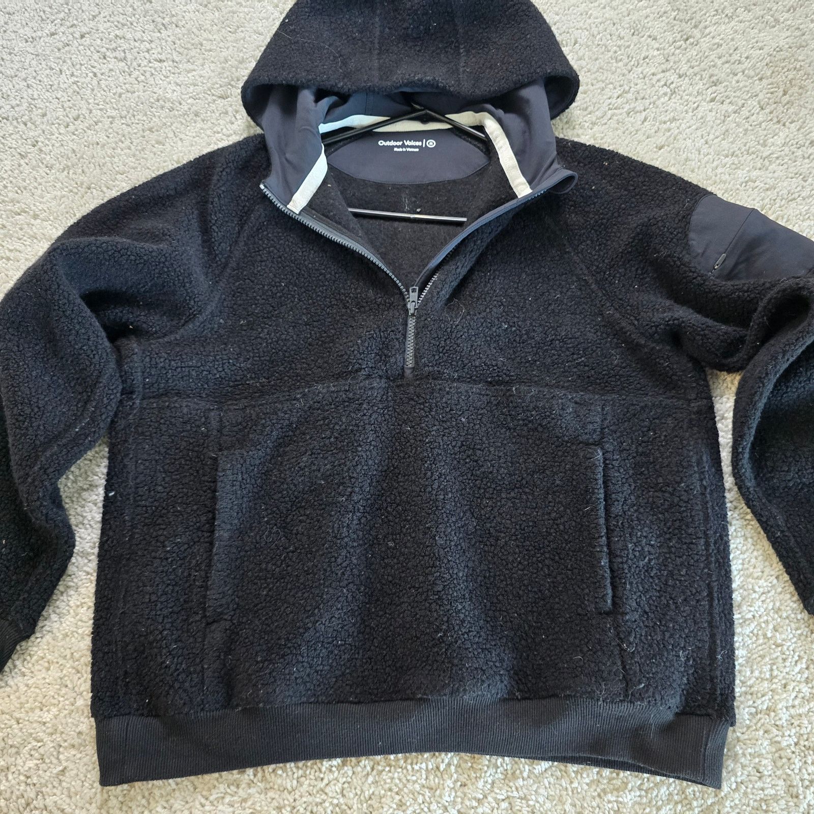 Outdoor Voices Outdoor Voices Womens Wool Stretch Sherpa Fur Hoodie Black Size M / US 6-8 / IT 42-44 - 3 Thumbnail