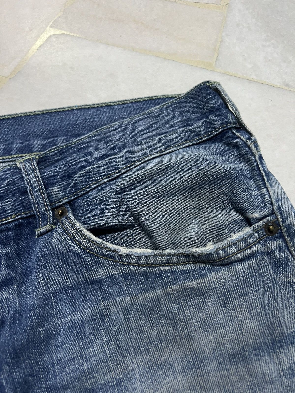 Evisu × Puma 💥90’s💥Vintage Evisu x Puma Distressed Ripped Jean Size US 34 / EU 50 - 11 Thumbnail