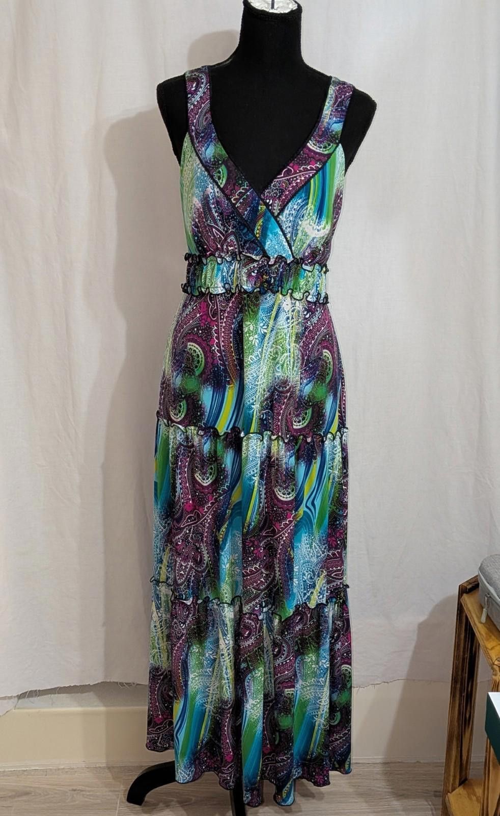 Designer Roz & Ali Paisley Fairycore Festival Maxi Dress Sz Petite 14 Size XL / US 12-14 / IT 48-50 - 1 Thumbnail