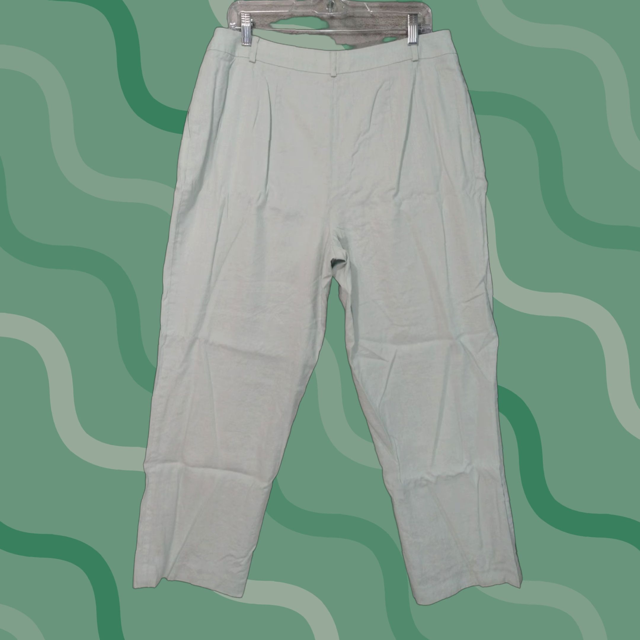 Talbots Talbots Pants Womens 16 Blue Linen Blend Wide Leg Pleated Stretch Coastal Beachy Size 38" / US 16 / IT 52 - 1 Thumbnail