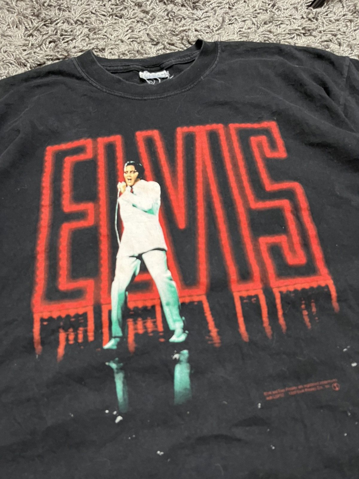 Band Tees Vtg 1999 Elvis Presley "Neon" Graphic T-Shirt Distressed Size US XL / EU 56 / 4 - 3 Thumbnail
