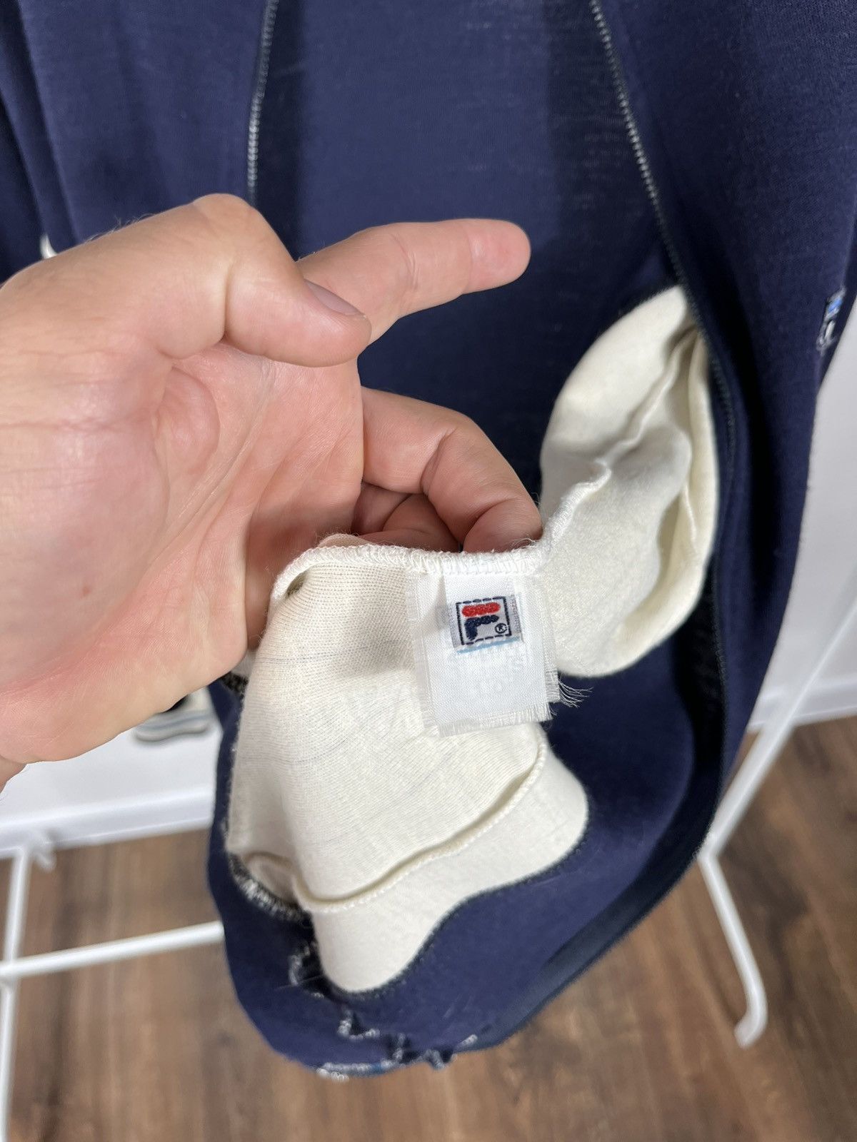 Fila Fila Vintage Wool Full Zip Navy Cream Track Jacket Size L Size US L / EU 52-54 / 3 - 10 Thumbnail