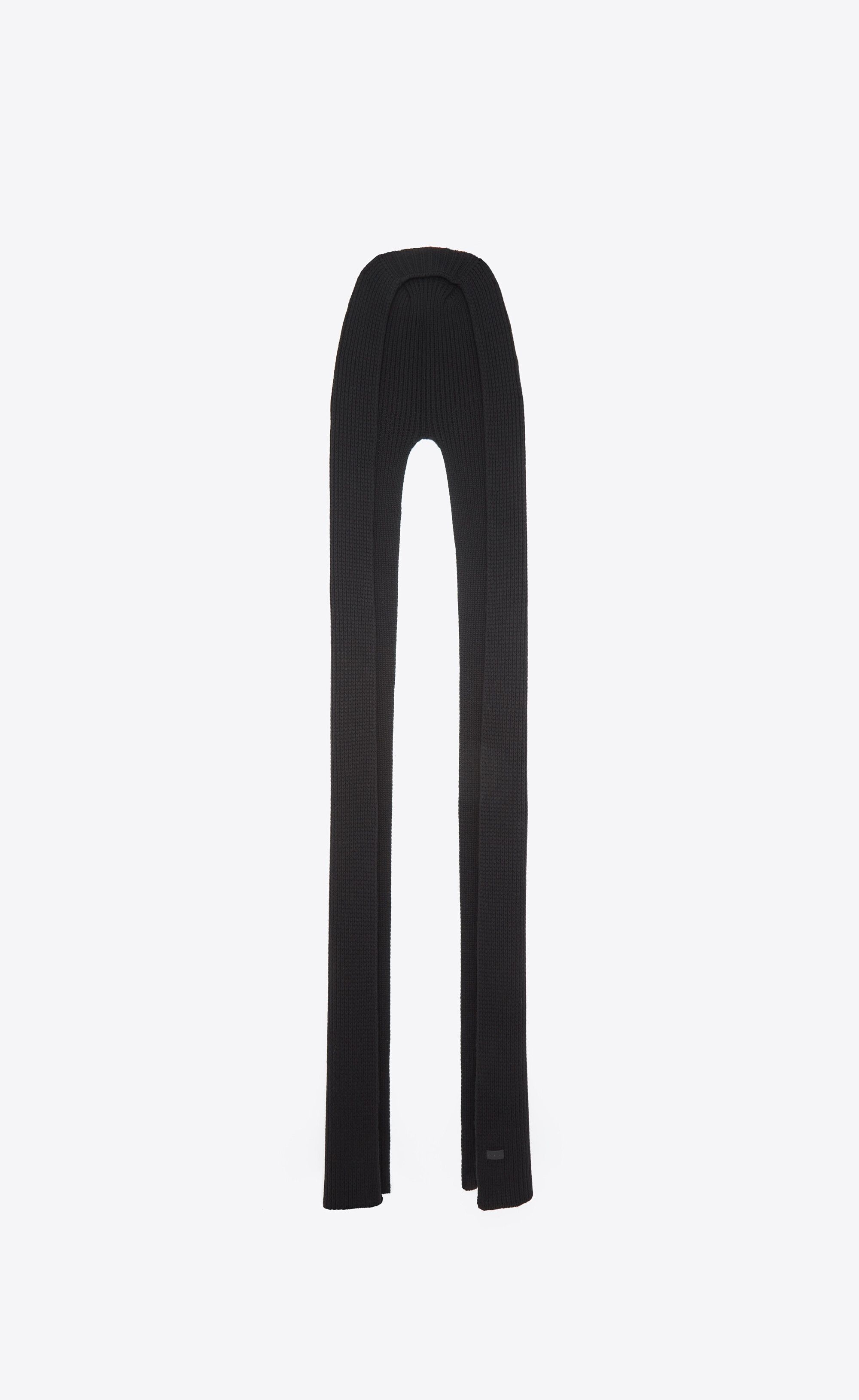 Saint Laurent Paris o1s1wg110125 Size: OS / 755897 Hooded Scarf Cashmere Black Size ONE SIZE - 1 Thumbnail