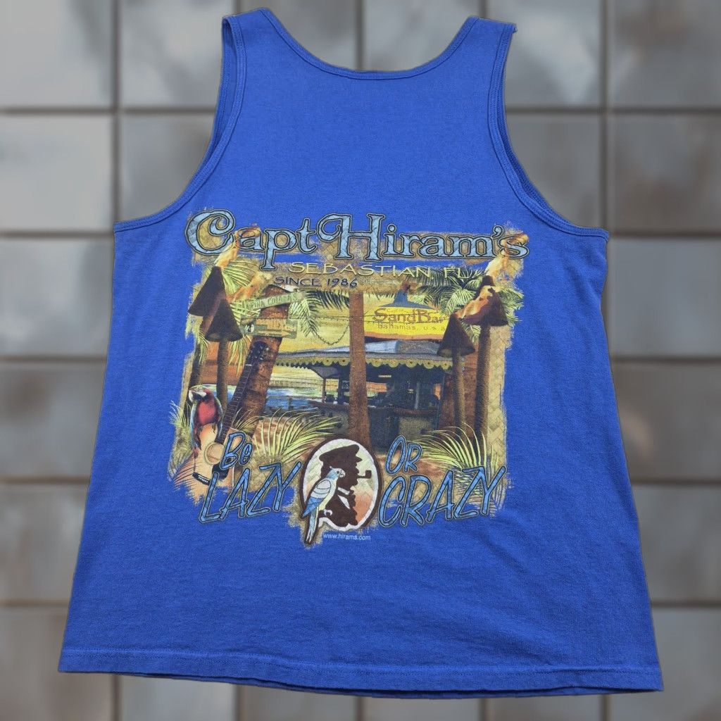 Gildan Gildan Tank Top Mens M Blue Be Lazy Or Crazy Florida Graphic Tank Top Shirt Adult M Blue Beach Florida Size US M / EU 48-50 / 2 - 1 Thumbnail