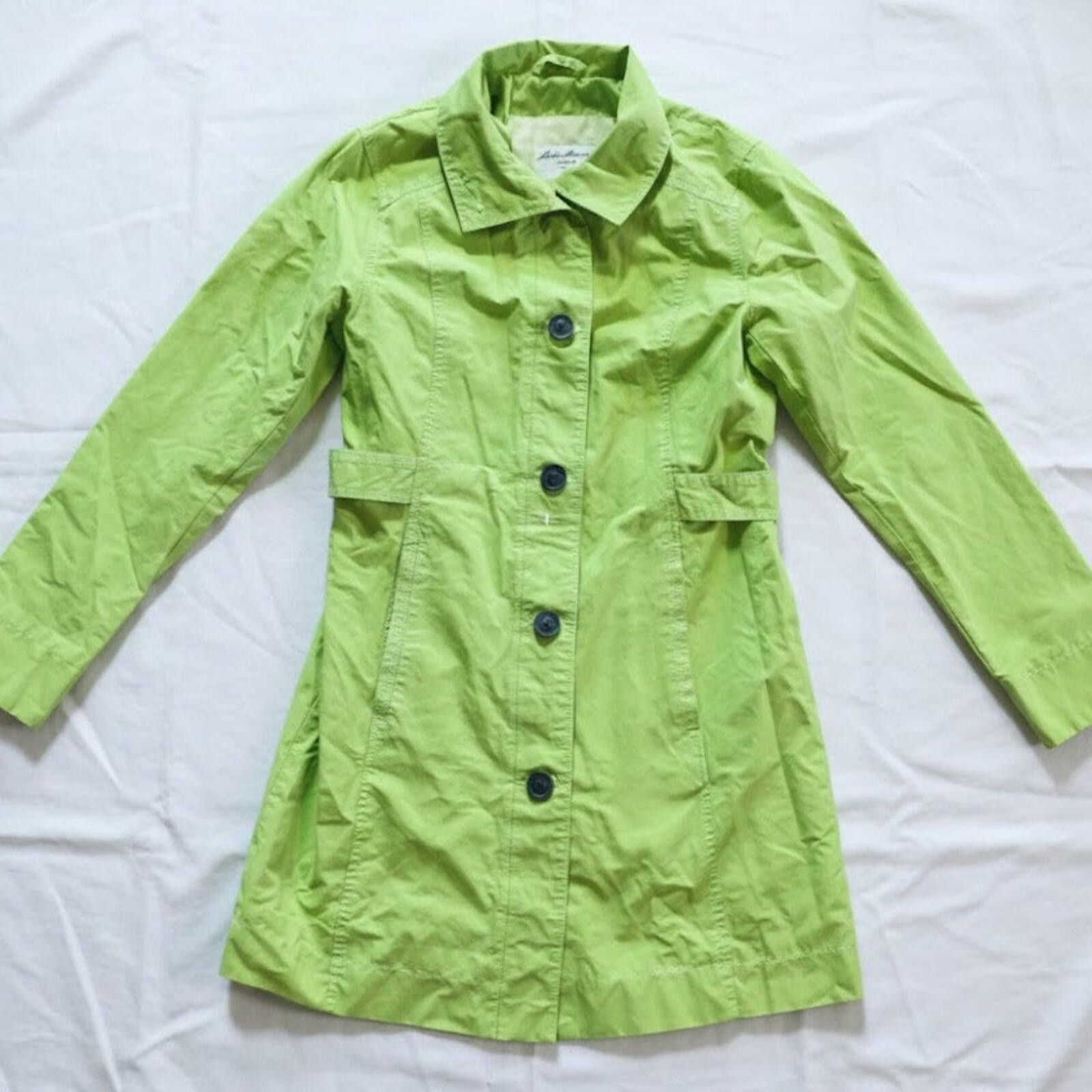 Eddie Bauer Eddie Bauer Lime Green Y2k Trench Coat Jacket Womens Small Size S / US 4 / IT 40 - 1 Thumbnail