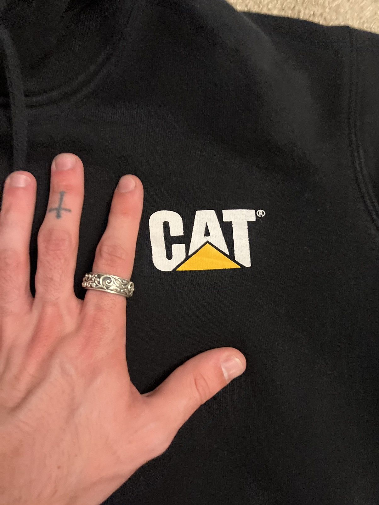 Caterpillar × Vintage Sick Black Workwear CAT Caterpillar hoodie Size US M / EU 48-50 / 2 - 4 Thumbnail