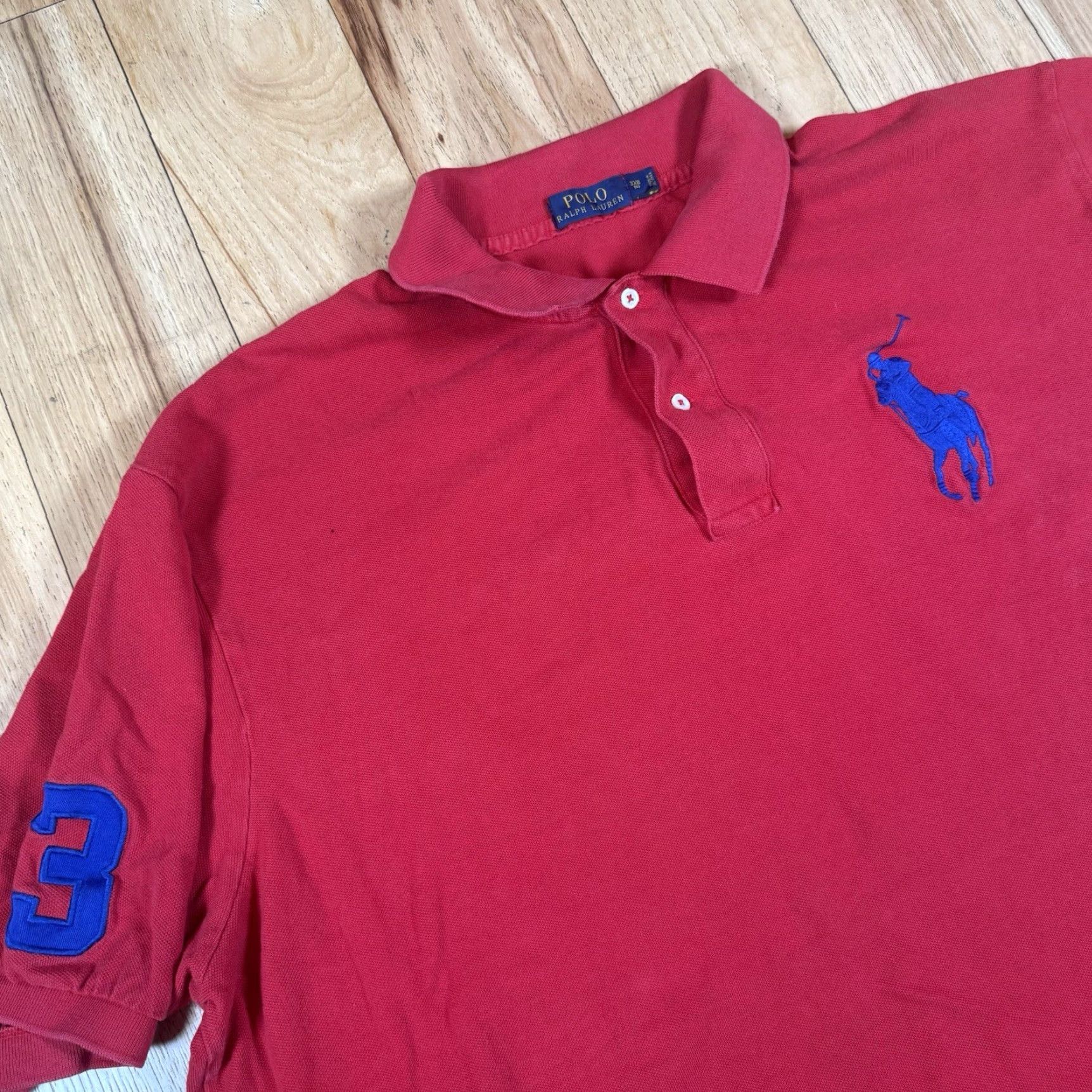 Ralph Lauren VINTAGE Polo Ralph Lauren Big Pony Shirt Mens 3XB Red Blue Short Sleeve Embroidered Preppy Casual Rugby 3XL Mens Size US XXL / EU 58 / 5 - 2 Thumbnail