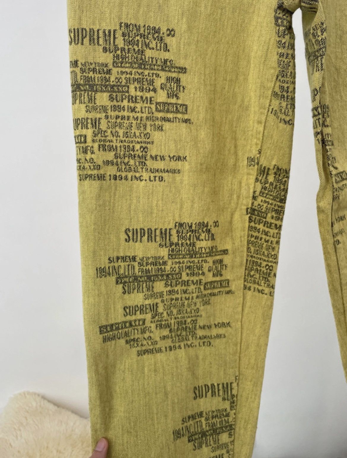 Supreme Supreme Trademark Jacquard Baggy Jean Yellow Washed Size US 30 / EU 46 - 5 Thumbnail
