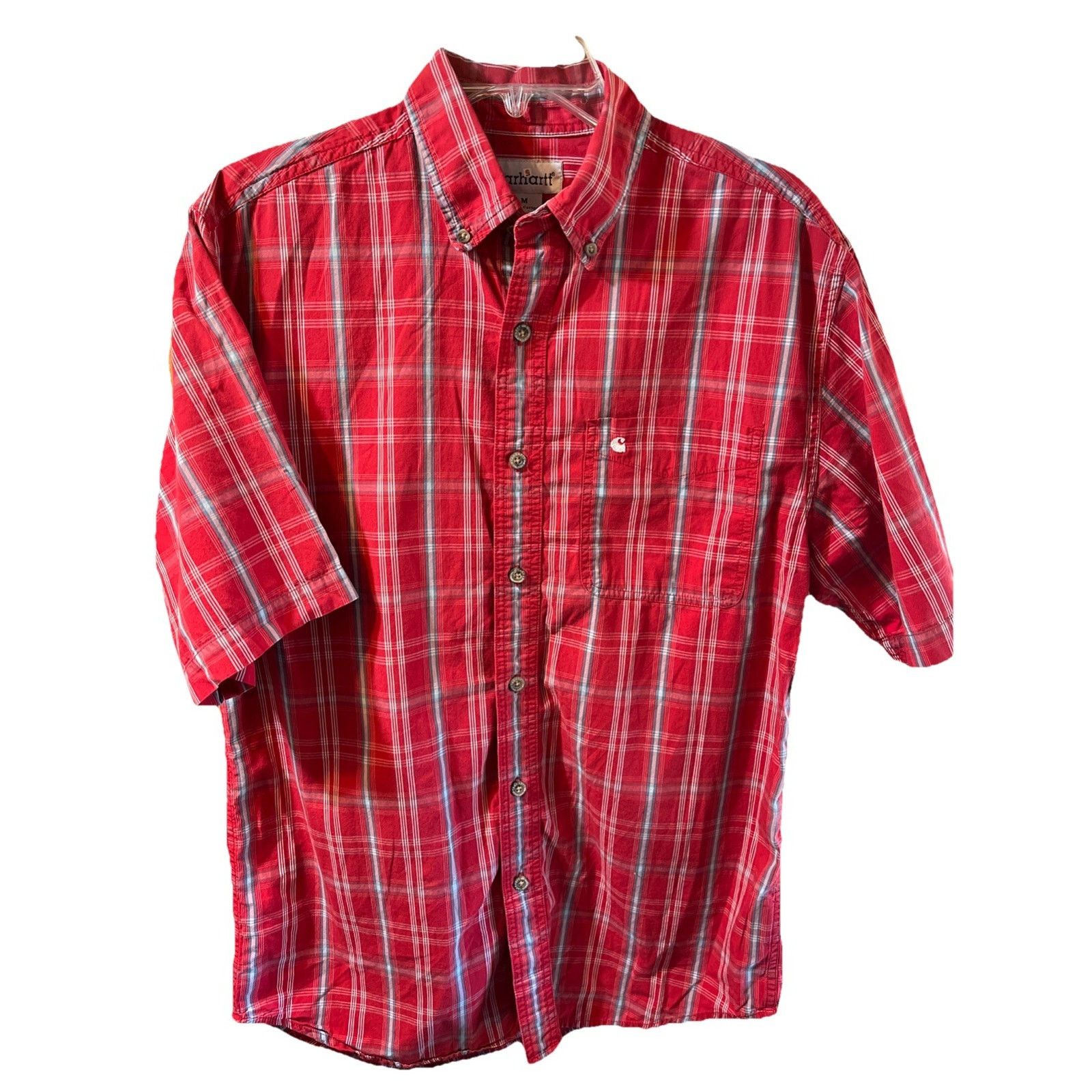 Carhartt Cabelas Shirt Men’s M Button Red Plaid Short Sleeve Cotton Size US M / EU 48-50 / 2 - 1 Thumbnail