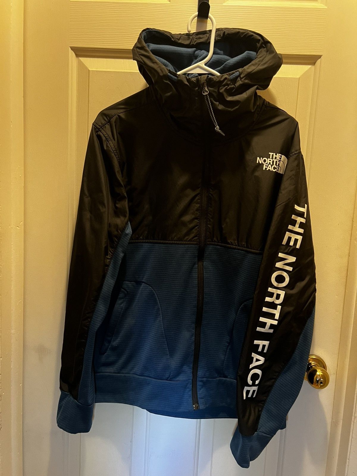 North Face black/blue microgrid jacket
