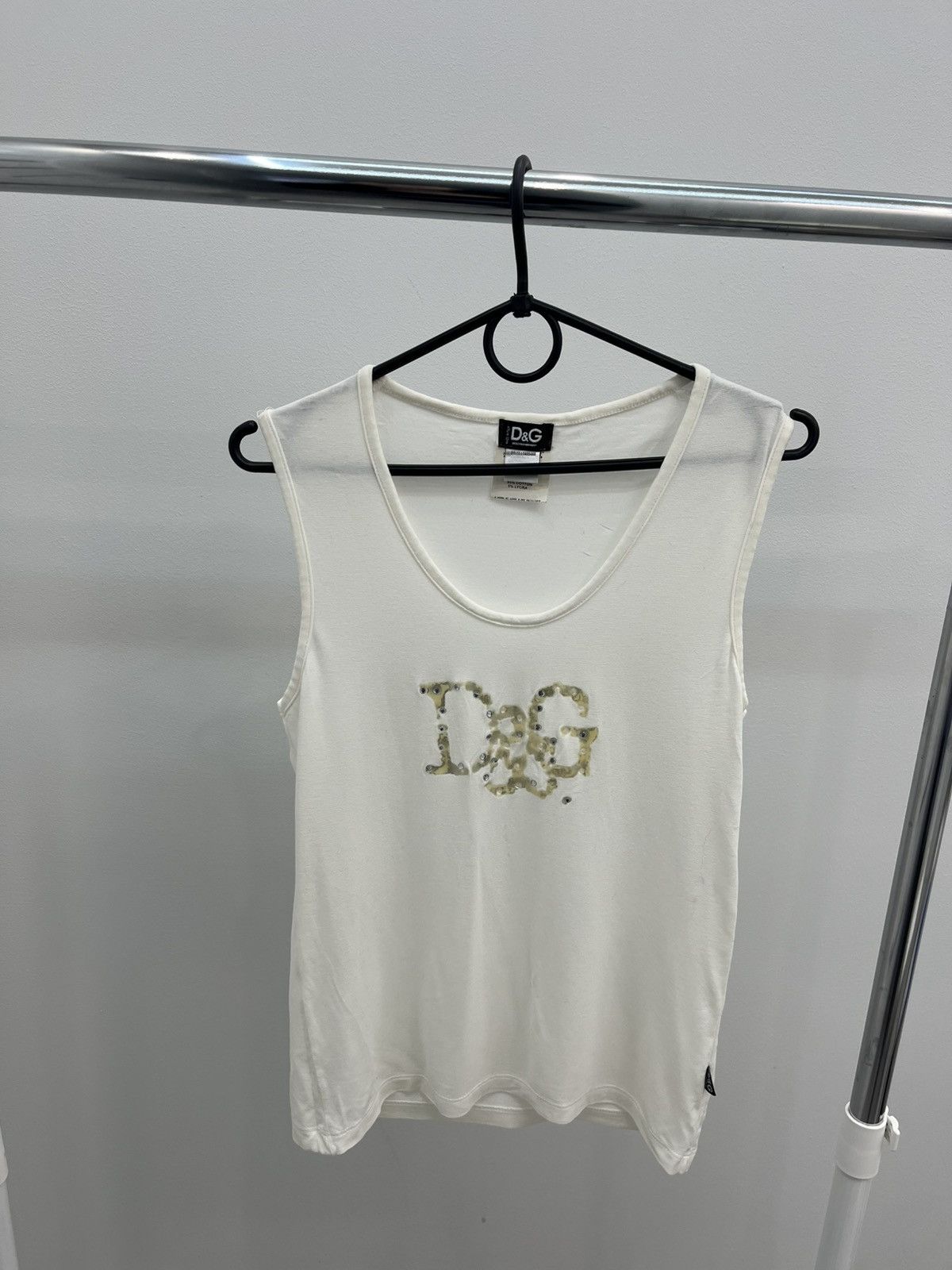 Dolce & Gabbana Vintage Dolce & Gabbana Y2K Crystals Cotton Tank Top Tee Size M / US 6-8 / IT 42-44 - 2 Thumbnail