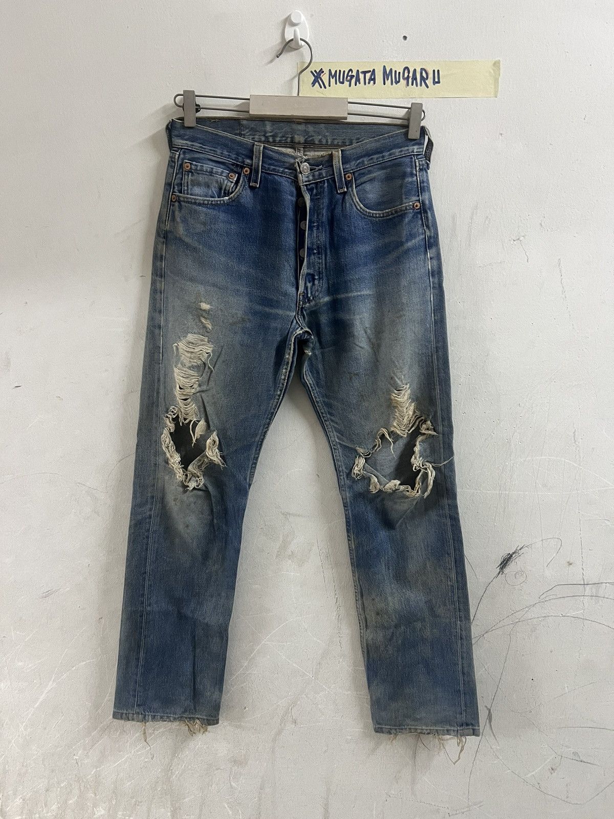 Japanese Brand × Levi's Vintage Clothing KURT COBAIN‼️THRASHED VINTAGE 501 DISTRESSED DENIM PANT Size US 32 / EU 48 - 1 Thumbnail