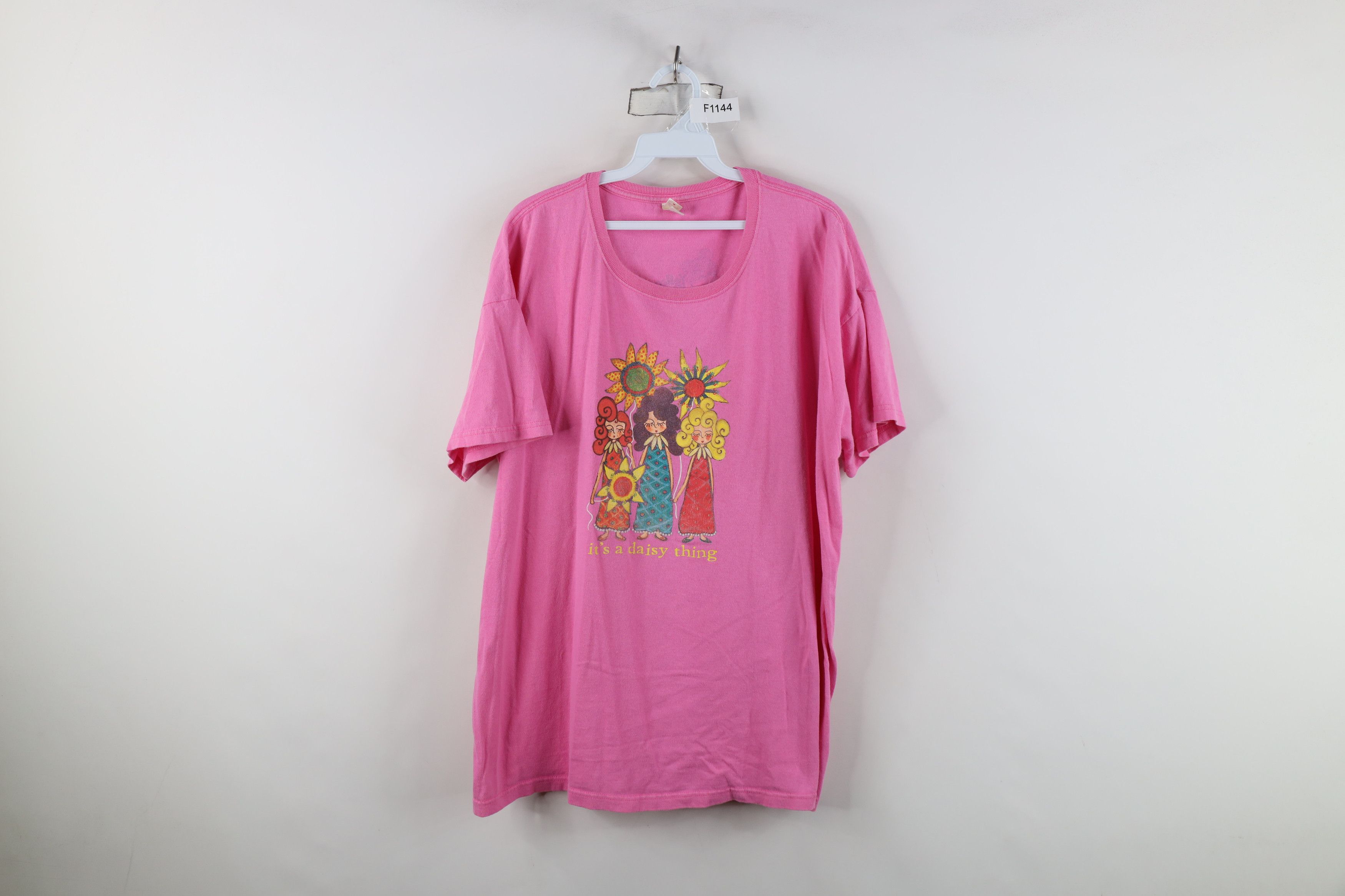 Vintage Vintage Y2K Yellow Daisy Festival Flower T-Shirt Pink Size XXL / US 16-18 / IT 52-54 - 1 Thumbnail