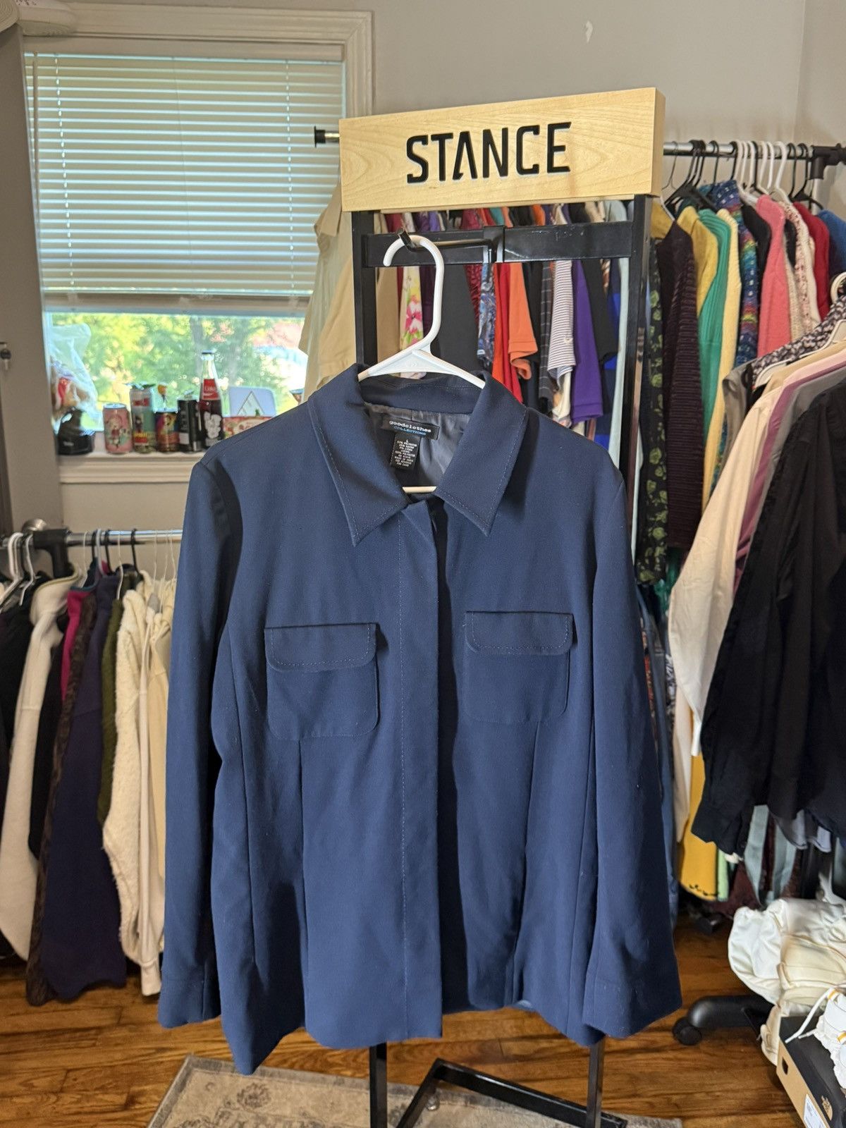 Vintage Navy Button-Up Light Jacket Size L / US 10 / IT 46 - 3 Thumbnail