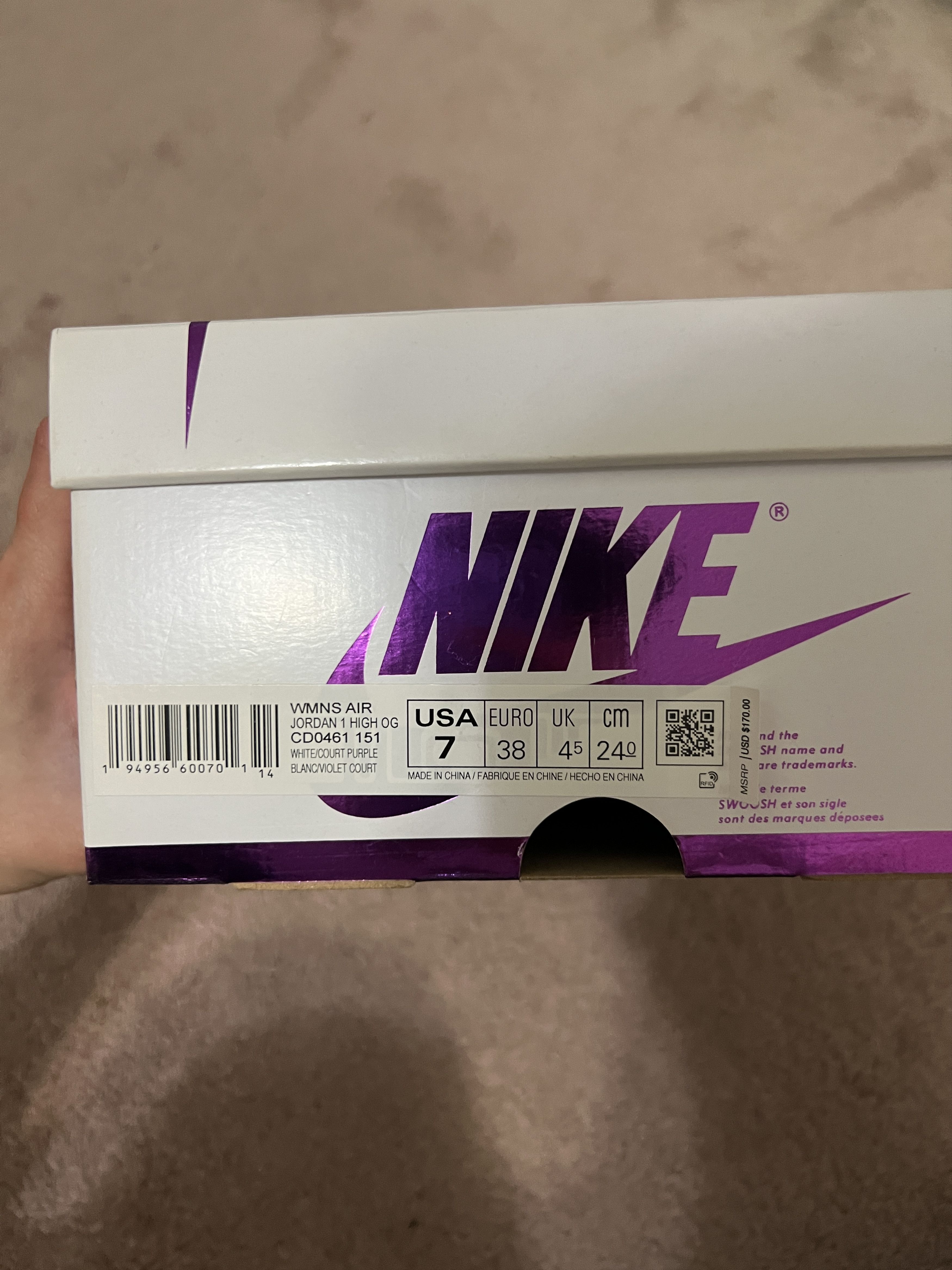 Jordan Brand Air Jordan 1 High OG Court Purple 2021 sz 5.5M sz 7W Size US 5.5 / EU 38 - 8 Thumbnail