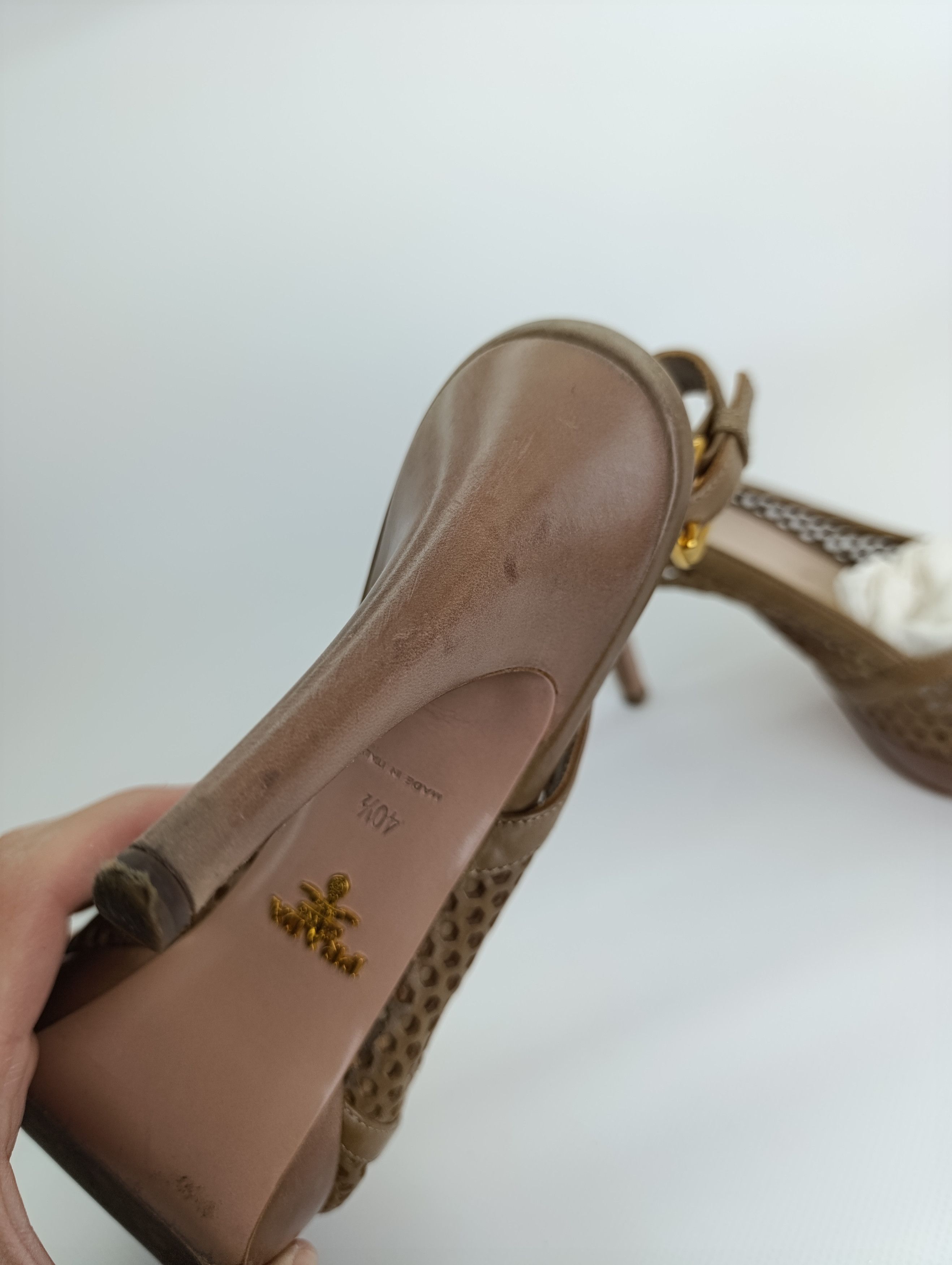 Prada PRADA TORTILLA LEATHER LASER CUT SLINGBACK SANDALS Size US 10.5 / IT 40.5 - 13 Thumbnail