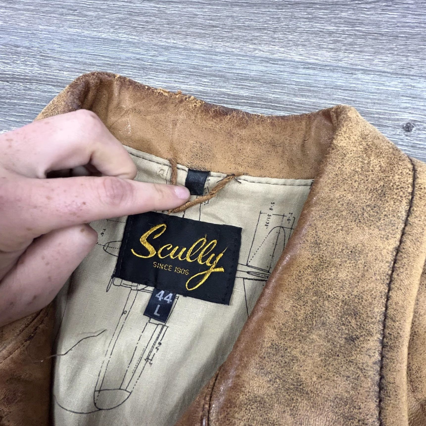 Scully VINTAGE Scully Leather Jacket Mens L Bomber Jacket 90s Army Brown Patina Full Zip Lined Casual Mens Size US L / EU 52-54 / 3 - 5 Thumbnail