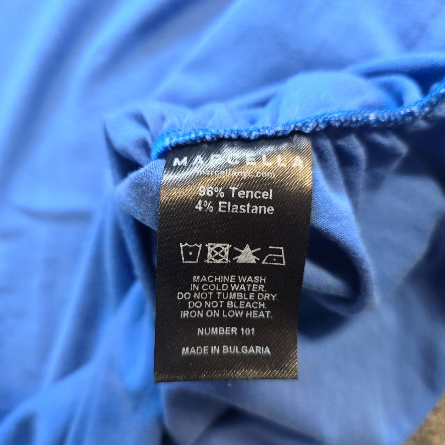 Vintage Marcella Top Womens L Blue Ruched Cowl Neck Long Sleeve Stretch Casual Blouse Size L / US 10 / IT 46 - 7 Thumbnail