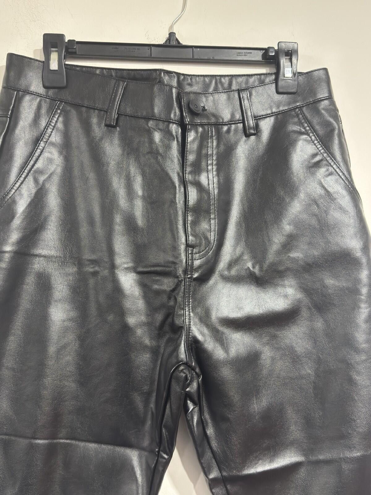 The Unbranded Brand Black Faux Leather Pants Womens Straight Leg High Waist M Size 32" / US 10 / IT 46 - 9 Thumbnail
