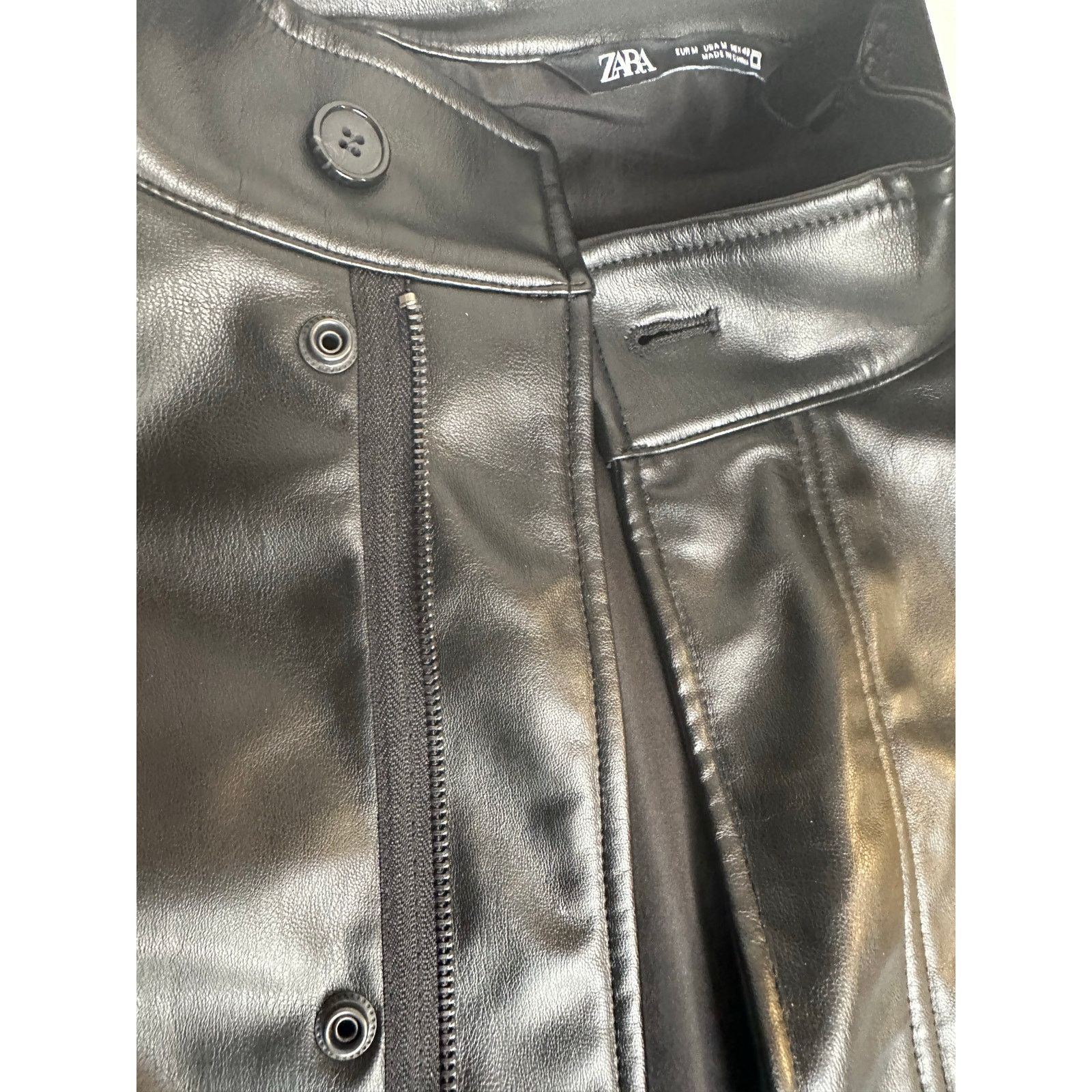 Zara Zara Black Long Leather Jacket - Size M - New Size M / US 6-8 / IT 42-44 - 7 Thumbnail