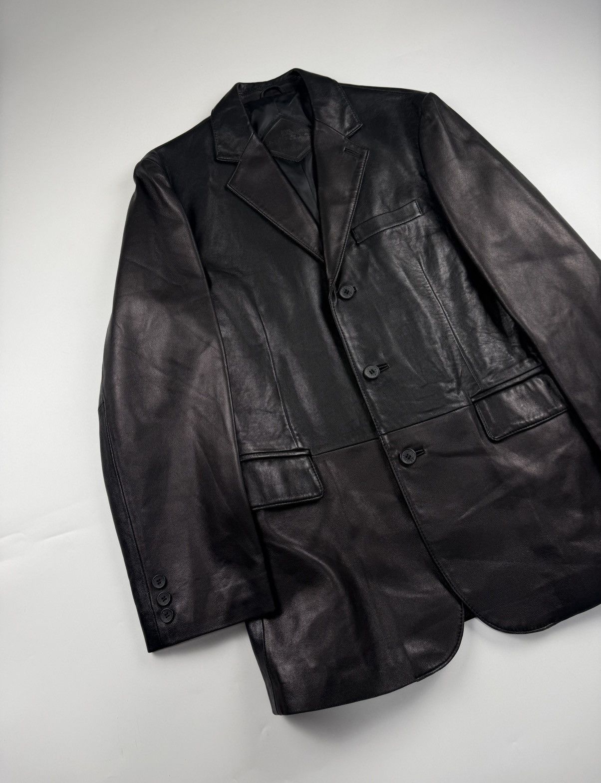 Balenciaga Vintage Balenciaga Lamb Leather Blazer Size US L / EU 52-54 / 3 - 4 Thumbnail