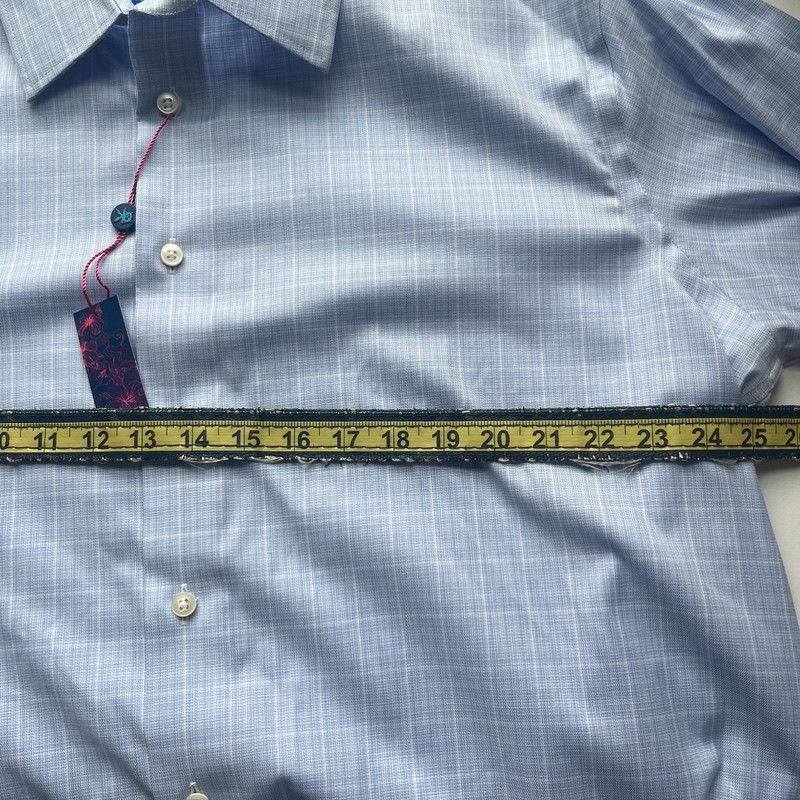 Egara Egara Men's Long-Sleeve Dress Shirt Light Blue Plaid XXL Size US L / EU 52-54 / 3 - 3 Thumbnail