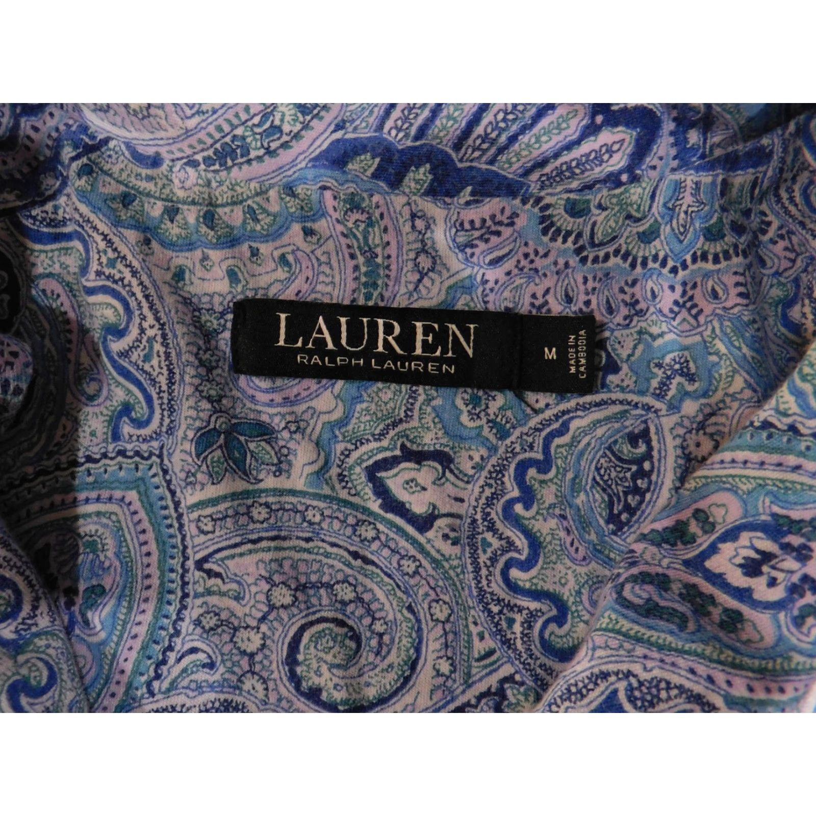 Ralph Lauren Lauren Ralph Lauren Pajama Top Womens M Blue Paisley Short Sleeve Button up Size M / US 6-8 / IT 42-44 - 4 Thumbnail