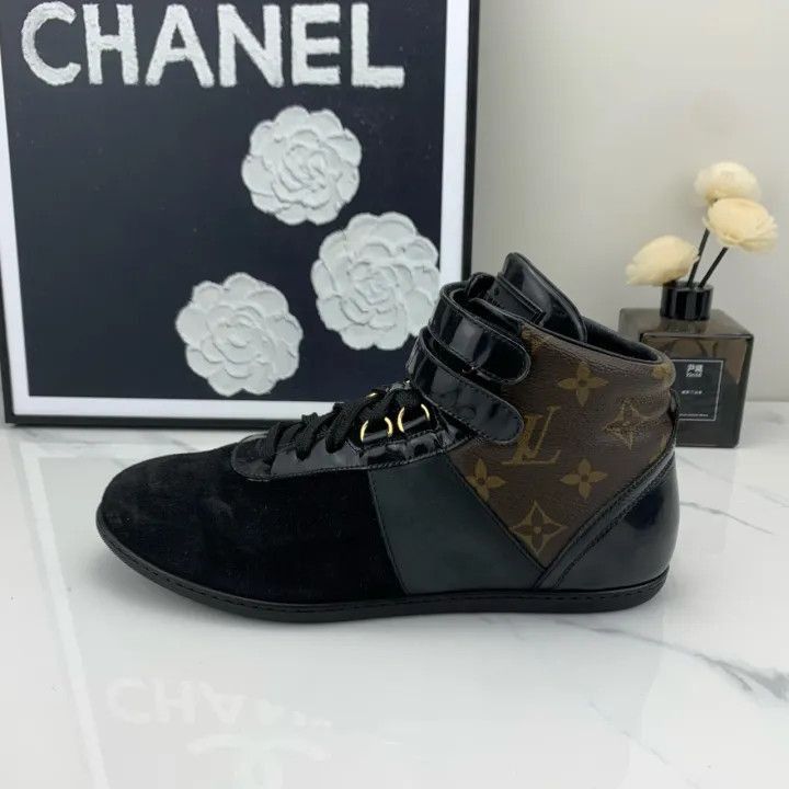 Louis Vuitton Louis Vuitton Black Logo High-Top Sneakers -2508 Size US 6.5 / EU 39-40 - 5 Thumbnail