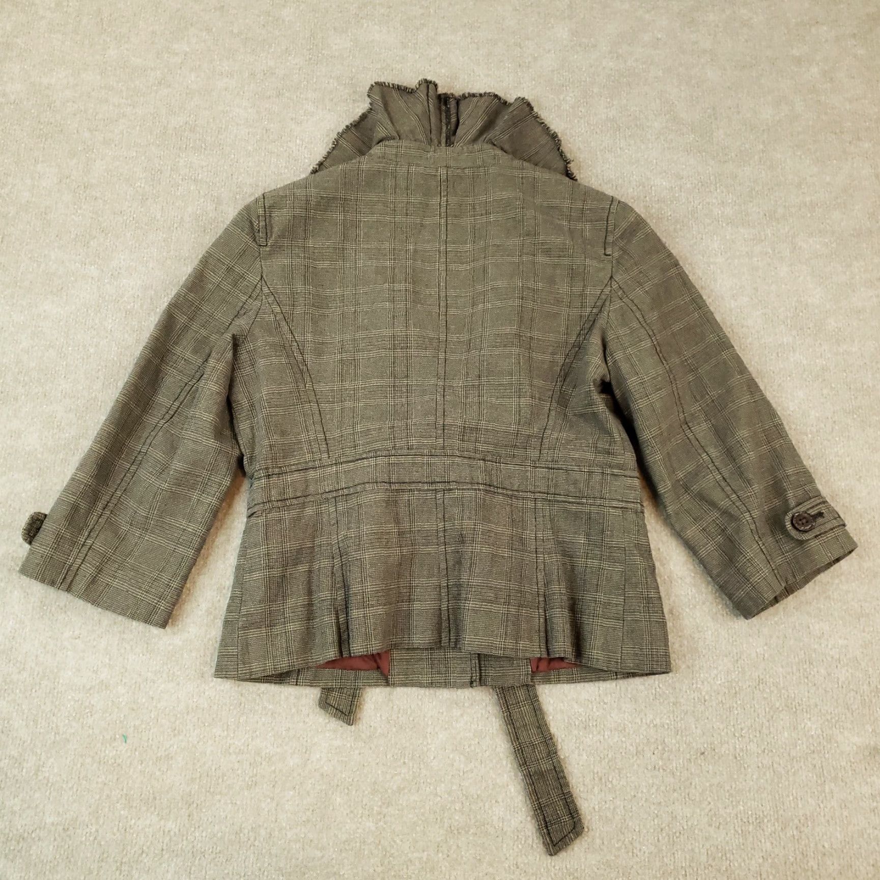 Ann Taylor Ann Taylor Loft Coat Women Size 6 Plaid Brown Black Belted Ruffles Lined Mid-Length Casual Size M / US 6-8 / IT 42-44 - 7 Thumbnail