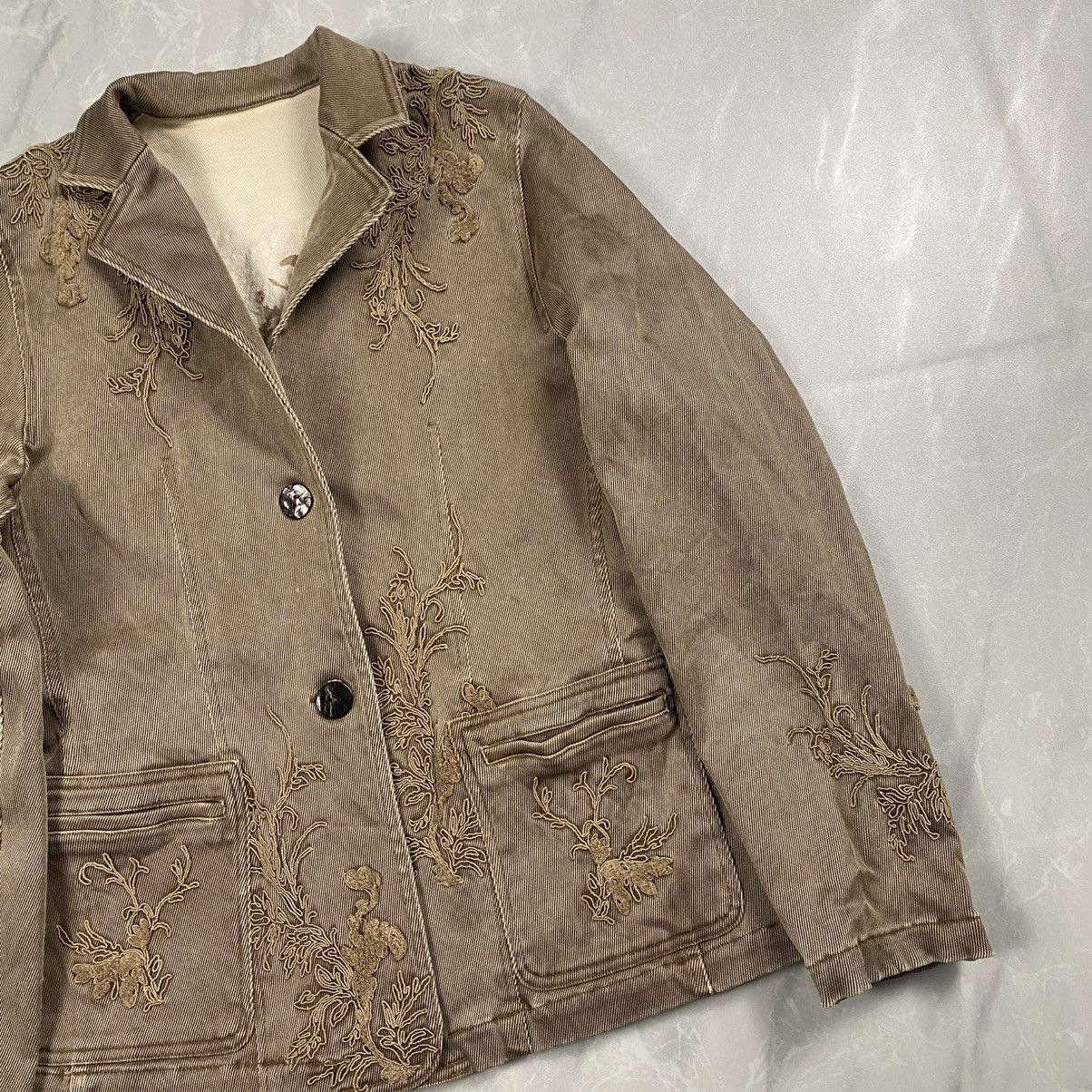 Japanese Brand Vintage Monchez Embroidery Floral Goth Blazer Jacket Size S / US 4 / IT 40 - 3 Thumbnail