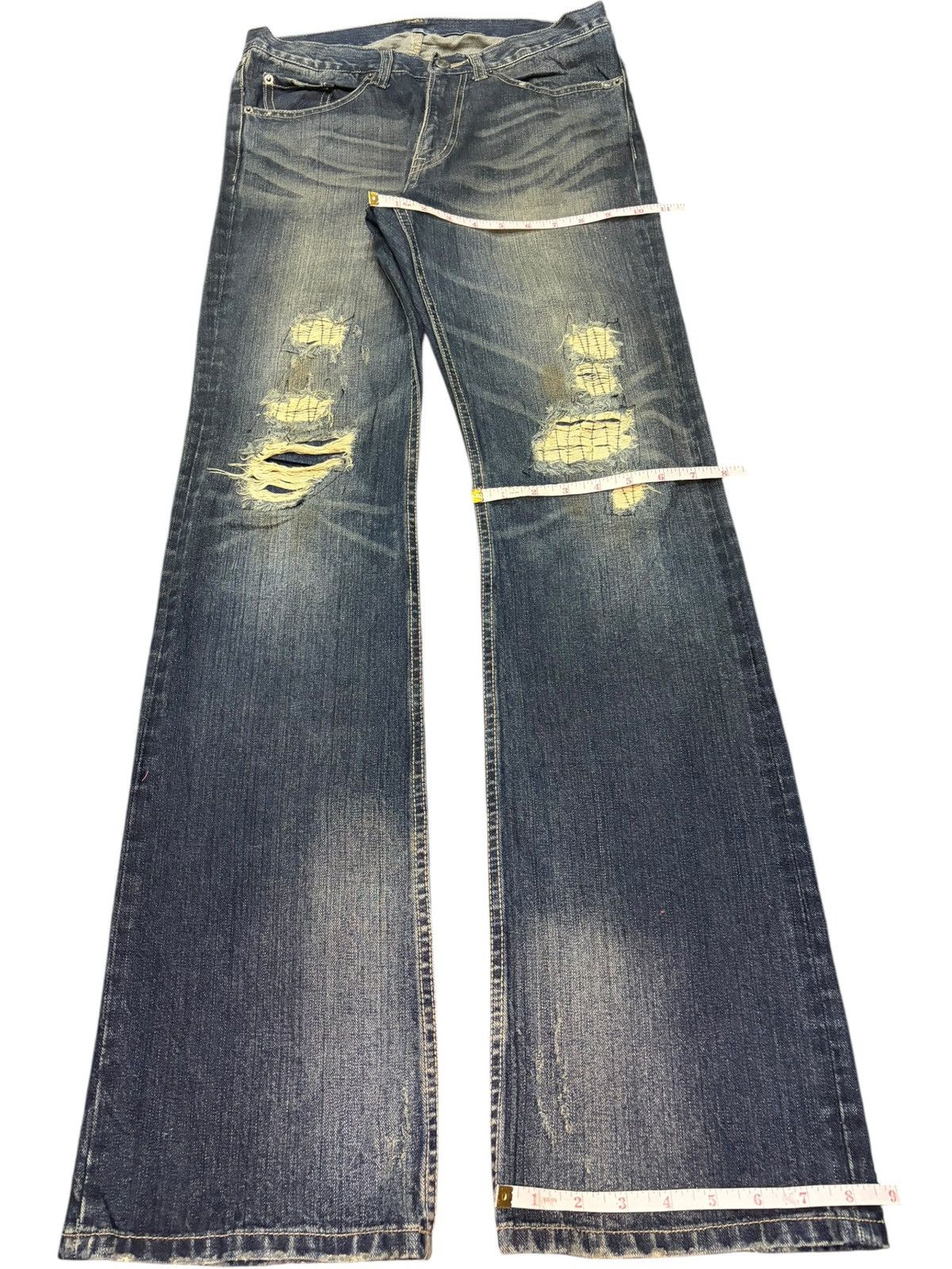 PPFM Vintage Japanese Ppfm Mud Wash Distress Flare Jeans Size US 30 / EU 46 - 8 Thumbnail