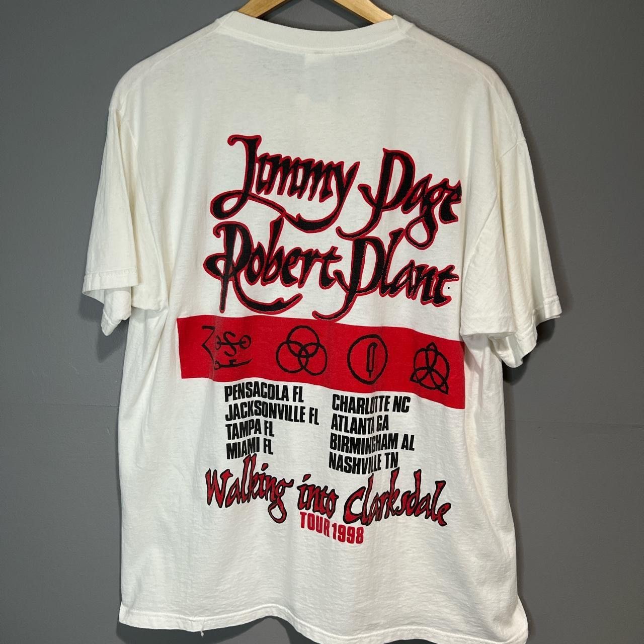 Vintage Vintage 1998 Jimmy Page Robert Plant Led Zeppelin tour tee Size US XL / EU 56 / 4 - 4 Thumbnail