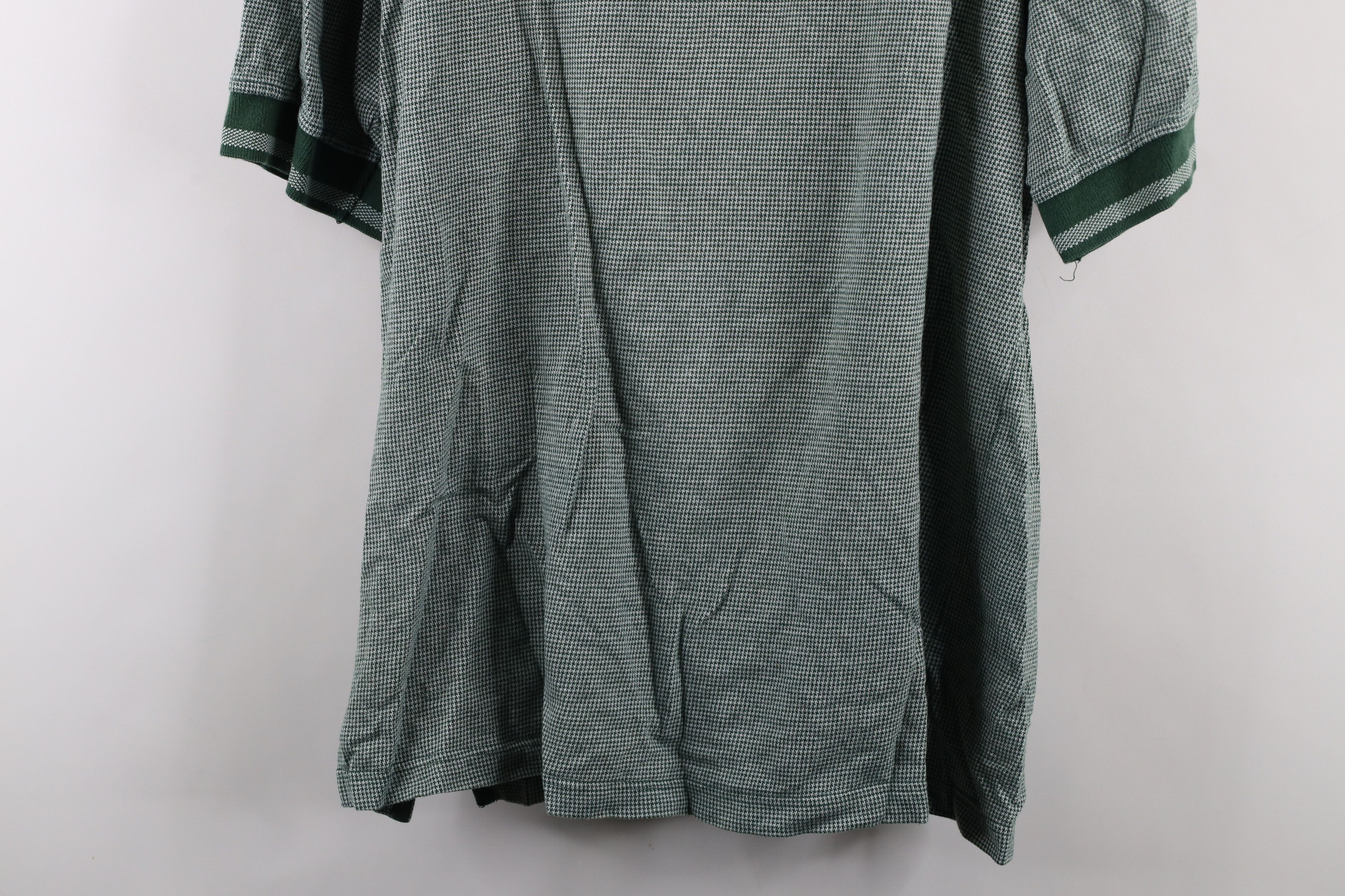 Vintage Vintage 90s Streetwear Houndstooth Collared Polo Shirt Green Size US L / EU 52-54 / 3 - 10 Thumbnail