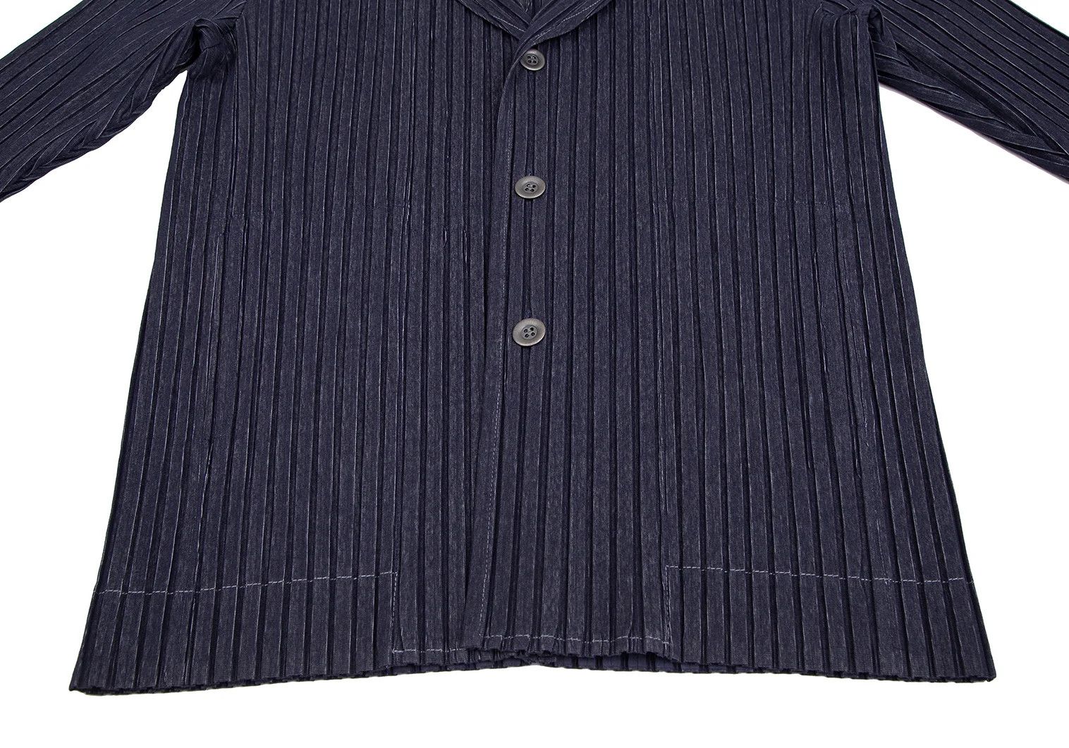 Issey Miyake Indigo Denim Print Pleats Jacket Size US XL / EU 56 / 4 - 8 Thumbnail