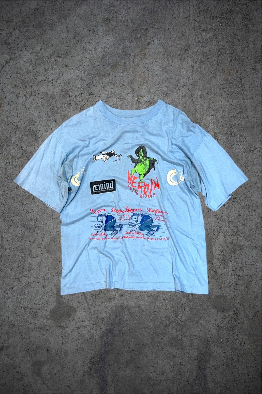 Vintage RARE 1980S HEROIN SKATEBOARDS TEST PRINT TEE Size US M / EU 48-50 / 2 - 1 Thumbnail