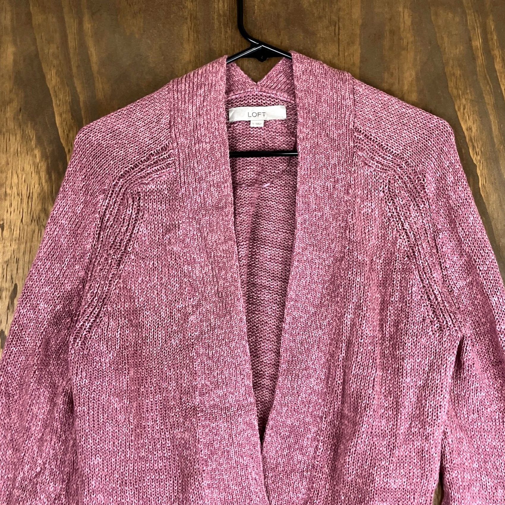 Loft LOFT Ann Taylor Womens Cardigan Purple Open Knit Relaxed Large Knitted Sweater Size L / US 10 / IT 46 - 2 Thumbnail