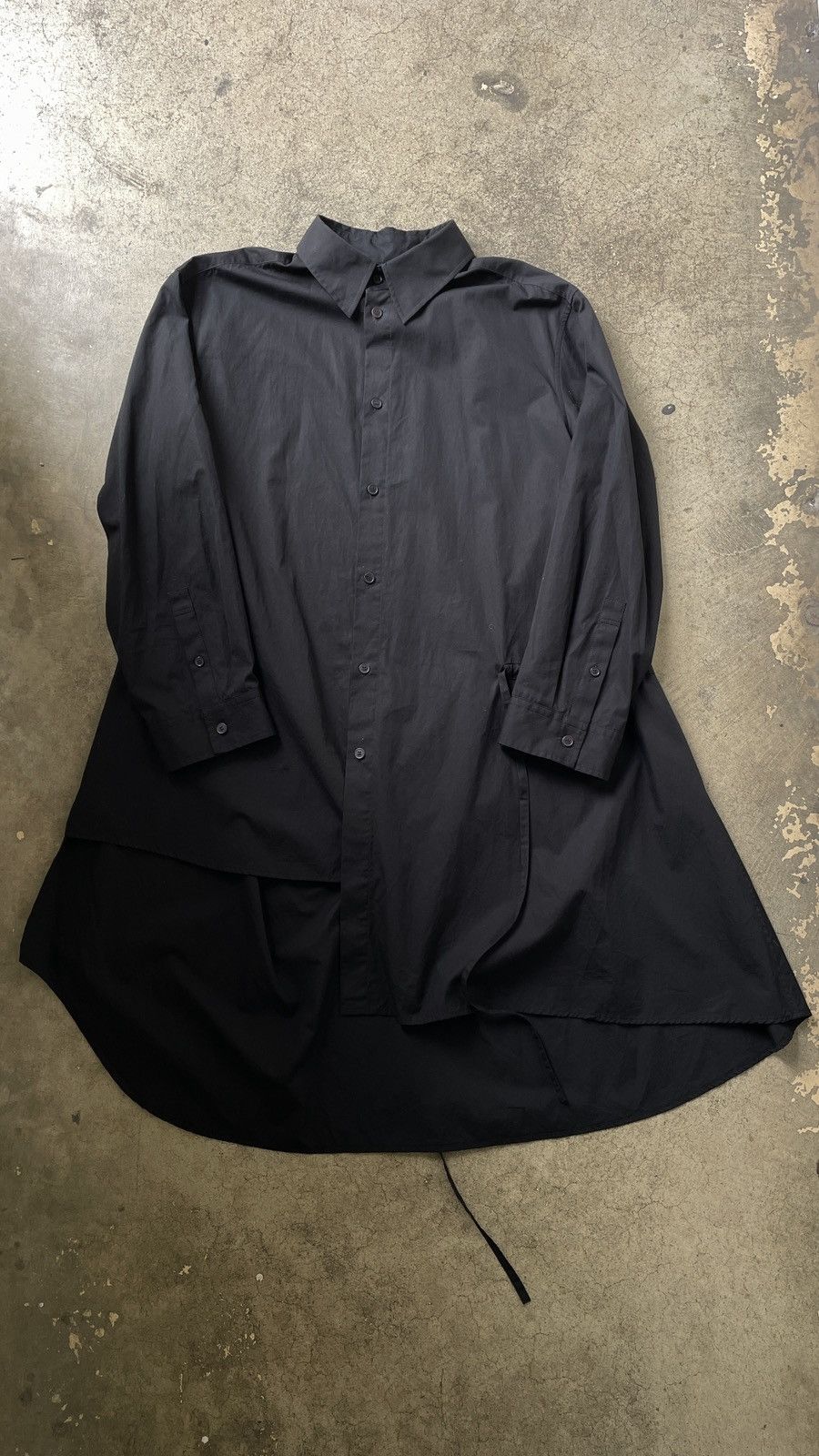 image of Groundy Gathered Drape Shirt in Black, Men's (Size Large)