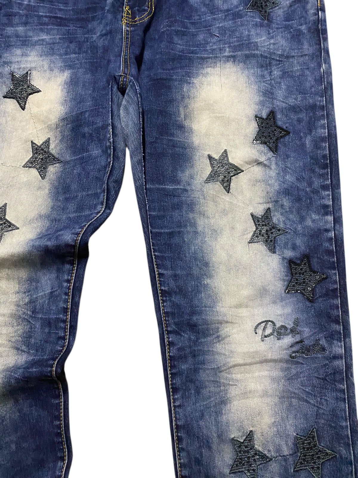 Japanese Brand Y2K Star Patch Harajuku Streetwear Style Bold bleached wash Size US 36 / EU 52 - 10 Thumbnail