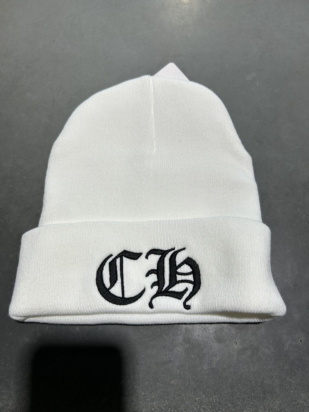 Chrome Hearts Chrome hearts cream white horseshoe beanie | Grailed